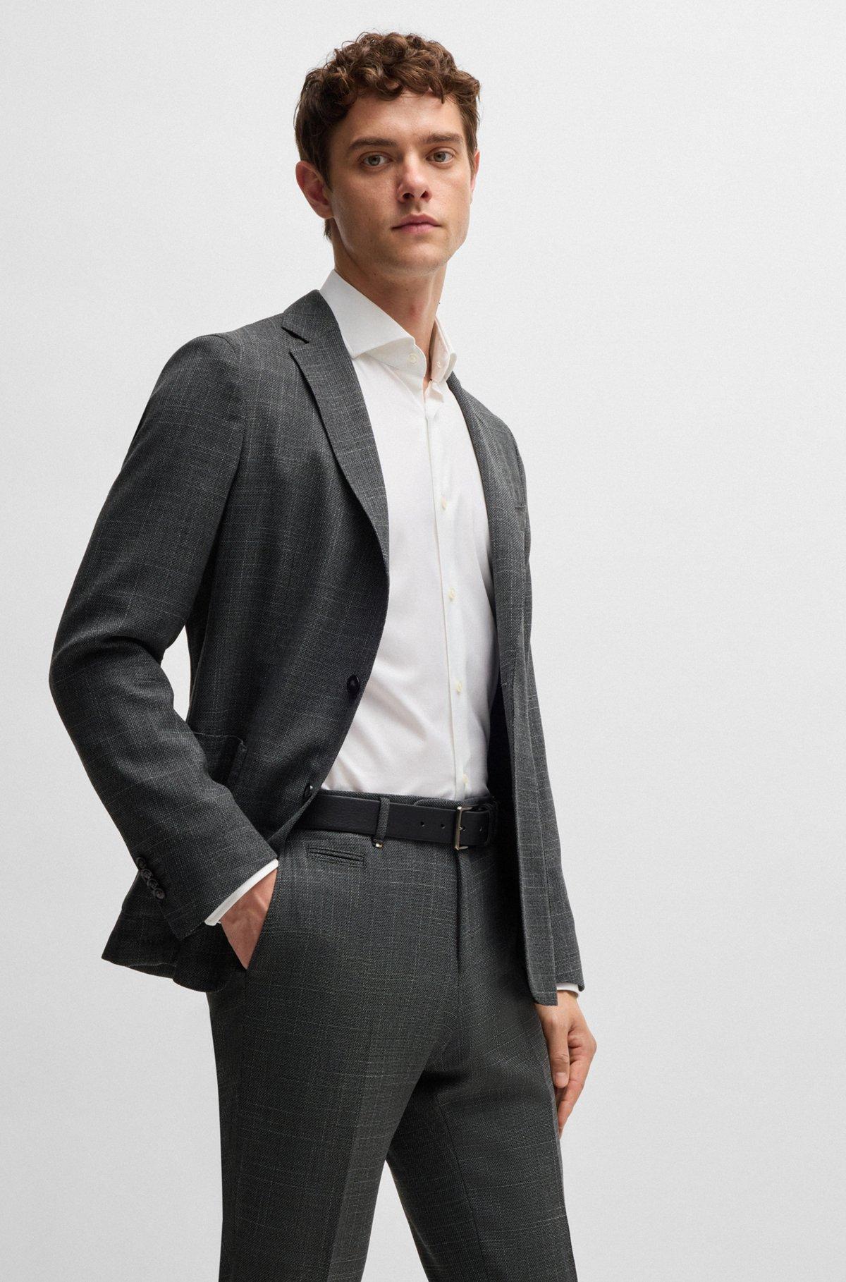 Slim-fit trousers in micro-patterned stretch cloth Product Image
