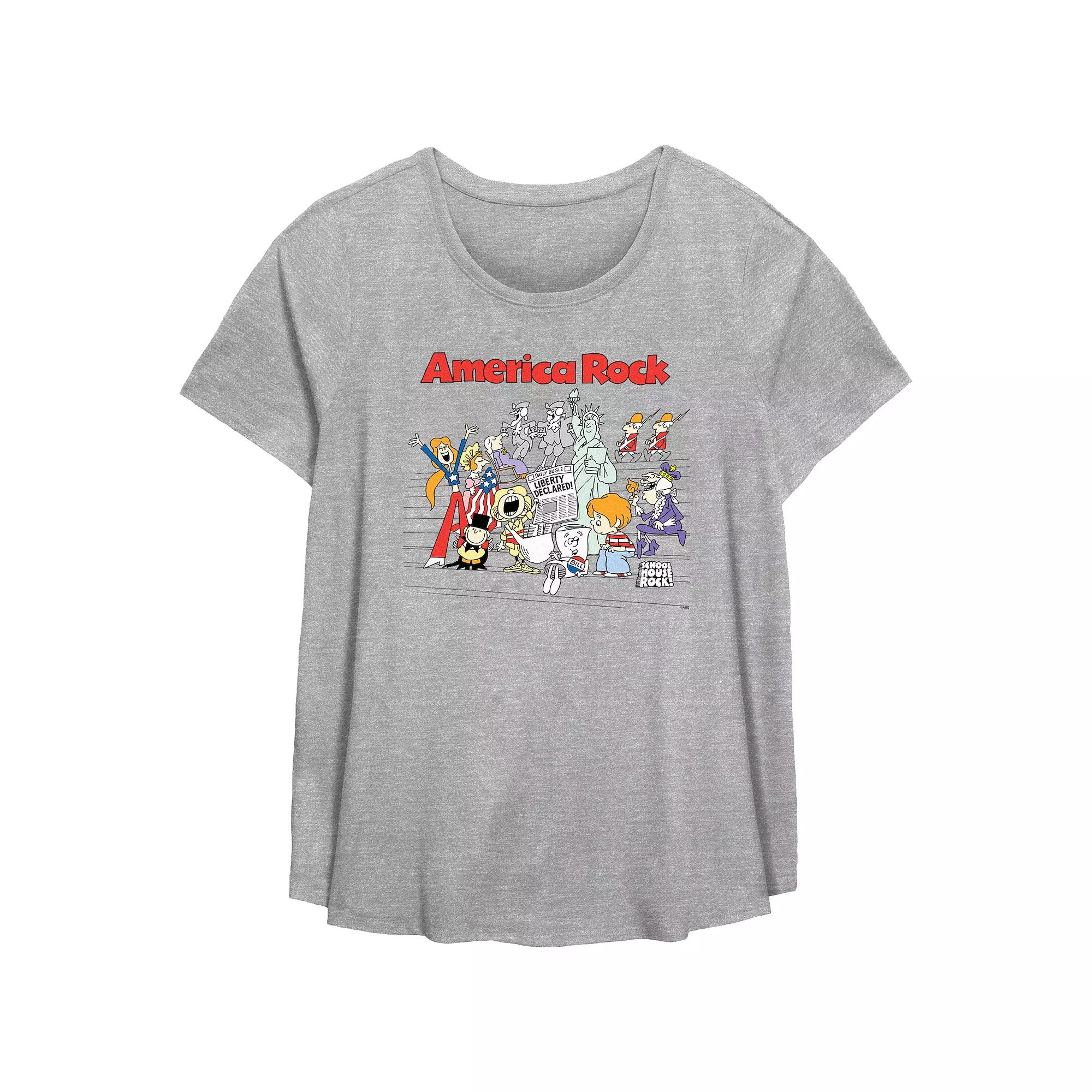 Disney's Schoolhouse Rock! America Rock Plus Size Flowy Graphic Tee, Women's, Size: 4XL, Grey Gray Product Image