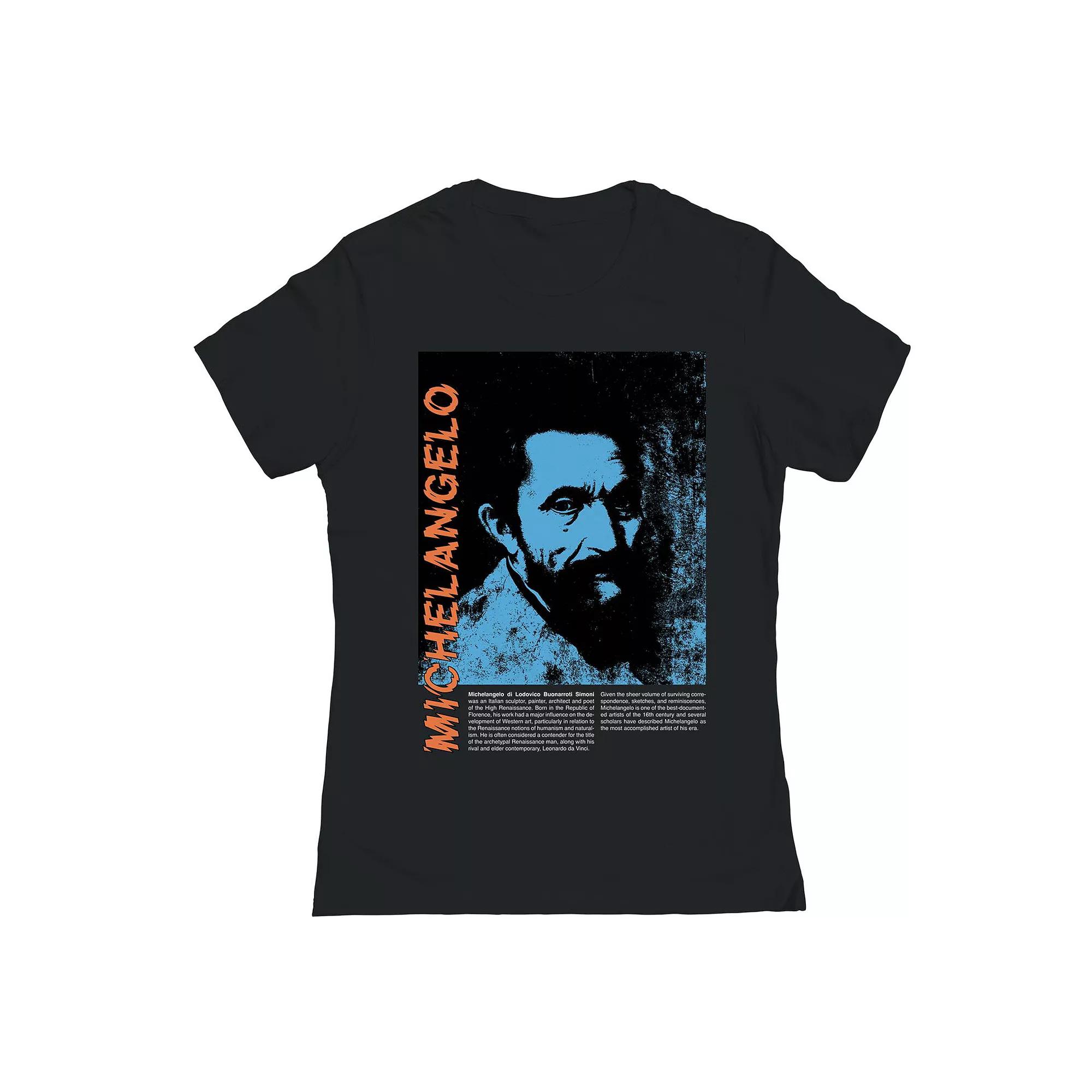 Junior's Michelangelo Womens Graphic Tee, Girl's, Size: XXL, Black Product Image