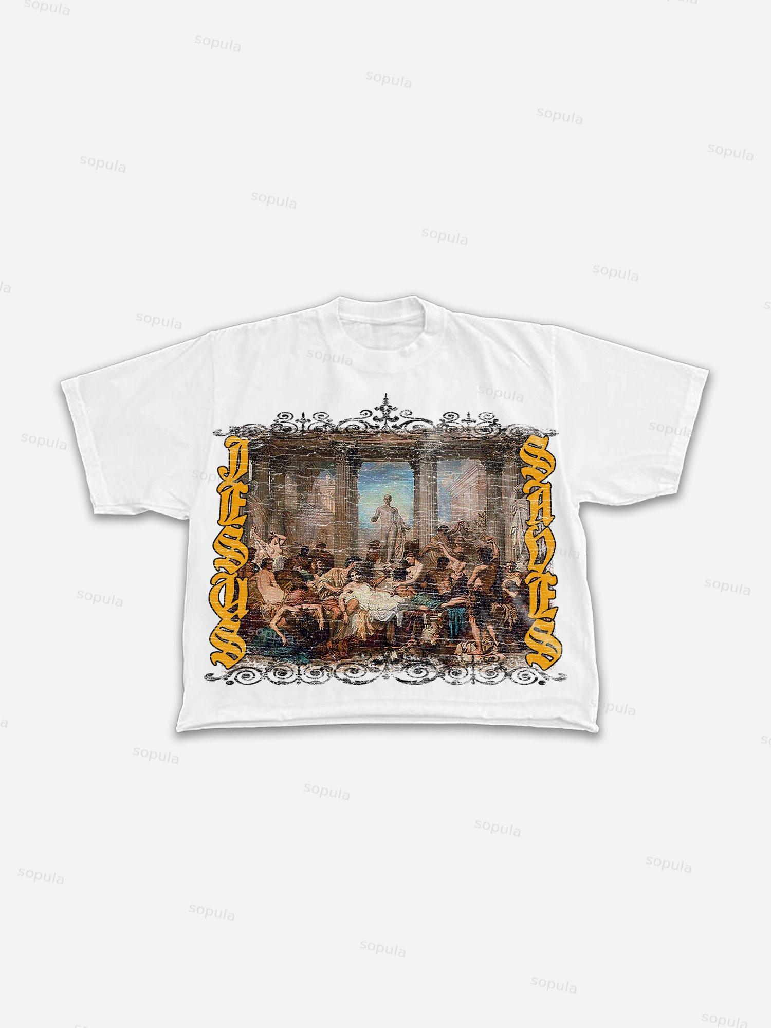 Jesus Saves Art Graphic Print Cropped T-shirt Product Image