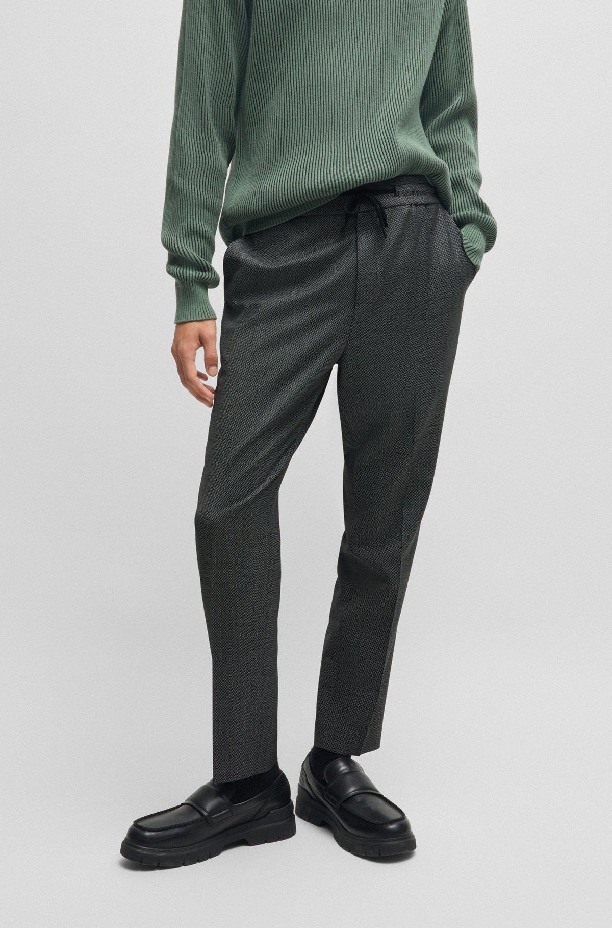 Extra-slim-fit trousers in micro-patterned stretch cloth Product Image