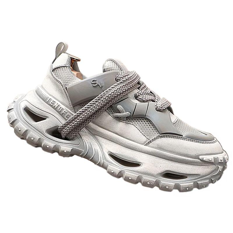 Platform Mesh Panel Lace-Up Sneakers Product Image