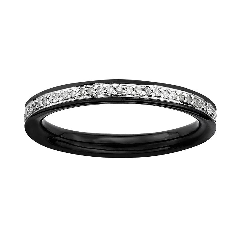 Stacks & Stones Ruthenium-Plated Sterling Silver 1/5-ct. T.W. Diamond Stack Ring, Women's Product Image