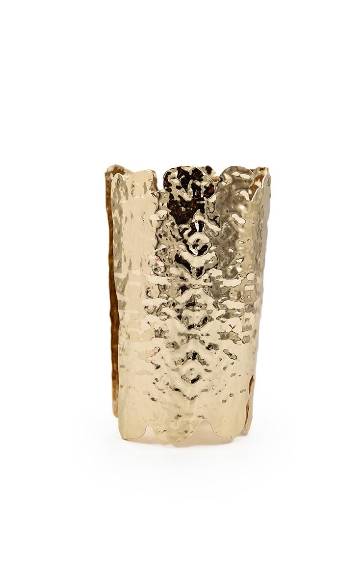 Gold Hammered Textured Large Cuff Product Image