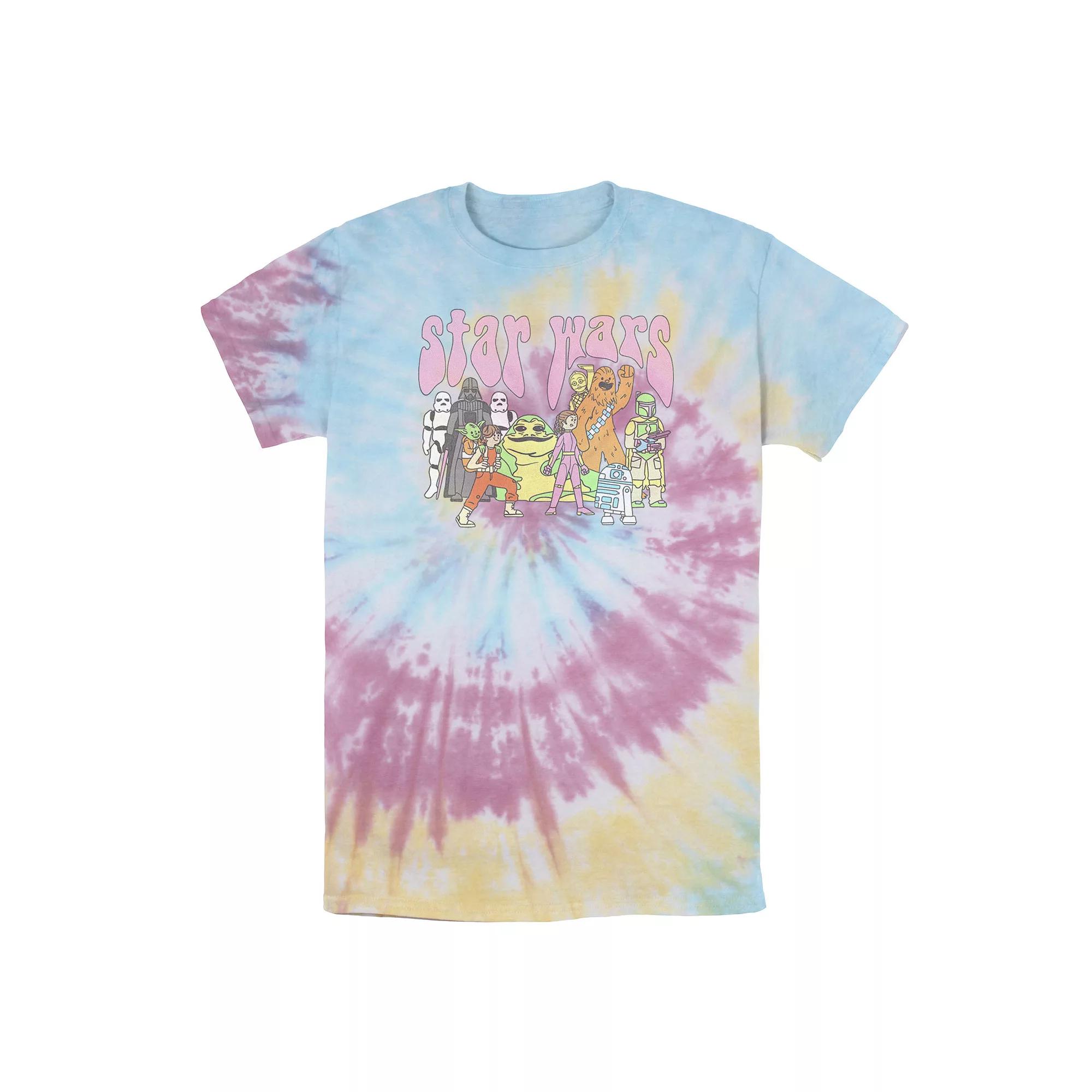 Men's Marvel Paint Drip Logo Wash Tee, Size: Small, Blue Pink Light Yellow Product Image