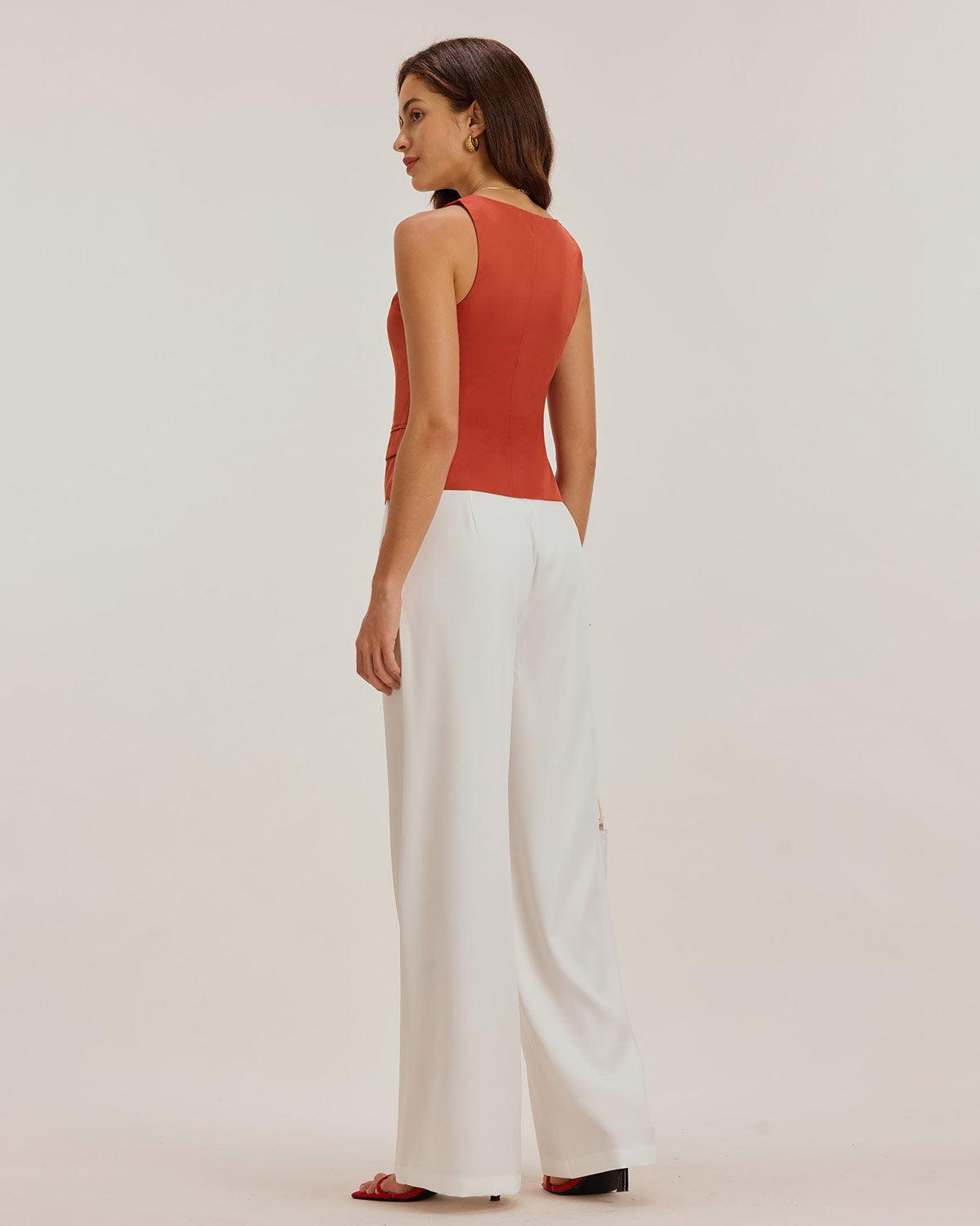 Red Square Neck Button Vest Product Image