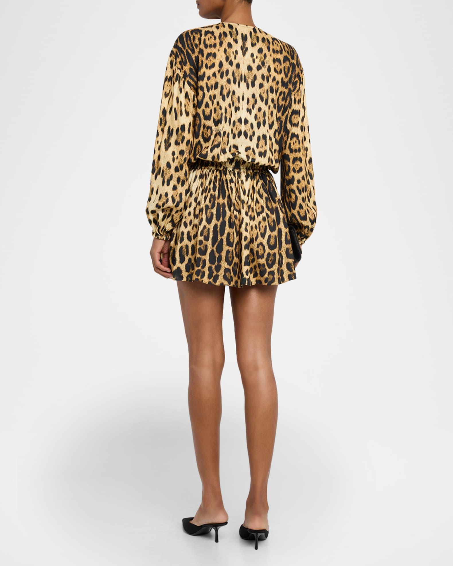 Leopard-Print Long-Sleeve Mini Dress Product Image