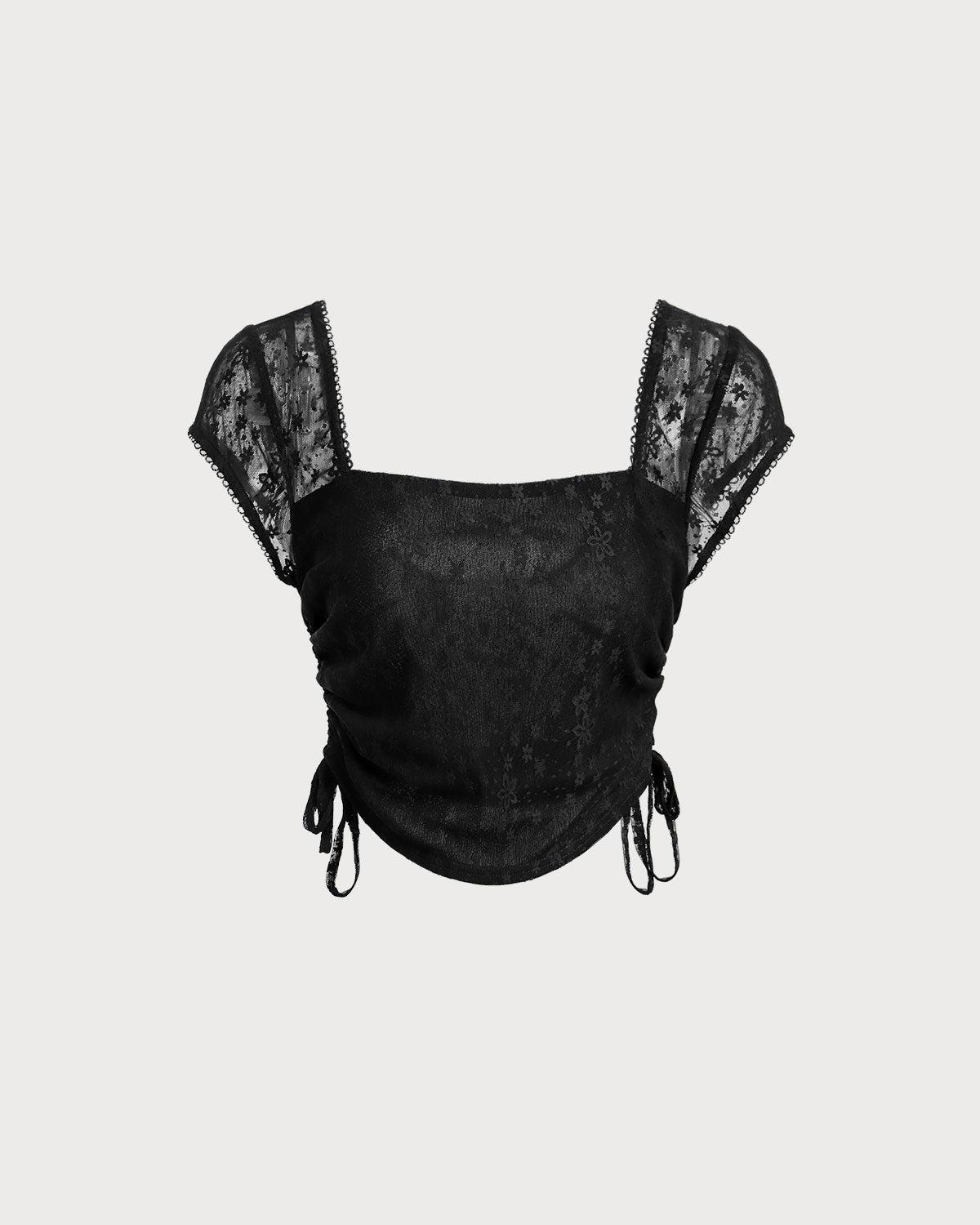 Black Mesh Cropped Tee Product Image