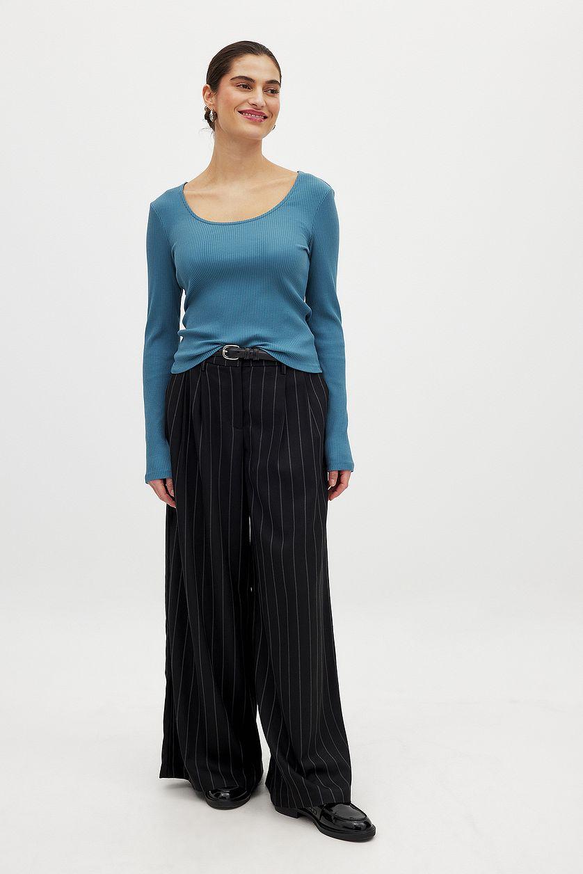 Scoop Neck Ribbed Top Product Image