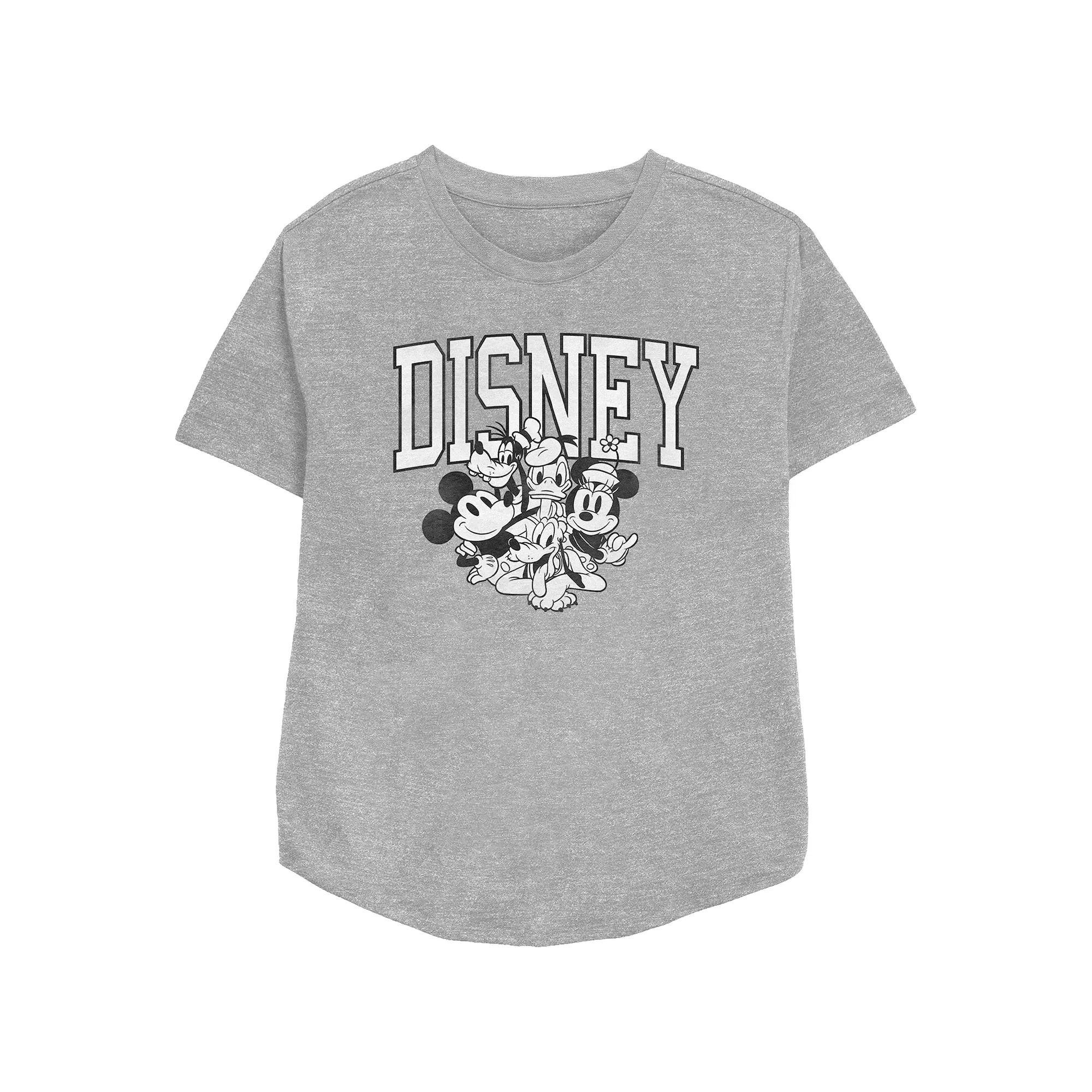 Disney's Mickey Mouse Women's Group Relaxed Fit Graphic Tee, Girl's, Size: Medium, Athletic Grey Product Image