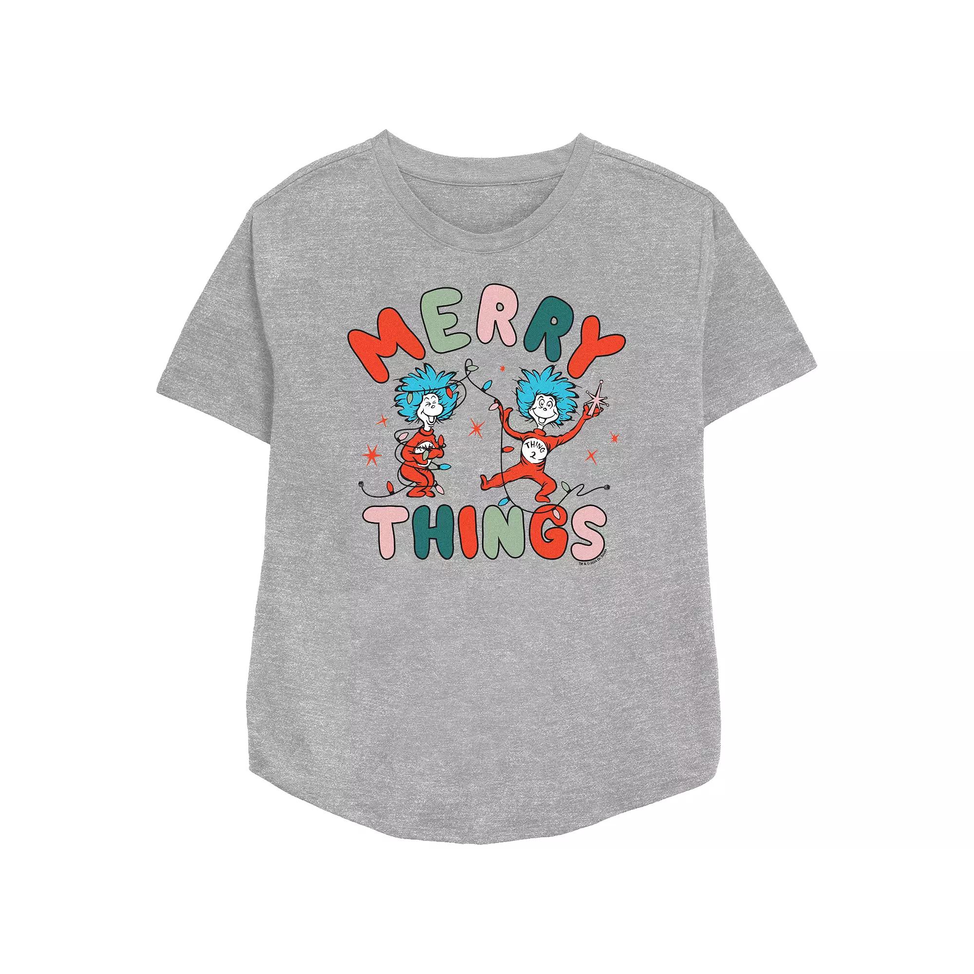 Women's Dr. Seuss Thing 1 And Thing 2 Merry Things Relaxed Fit Graphic Tee,  Product Image