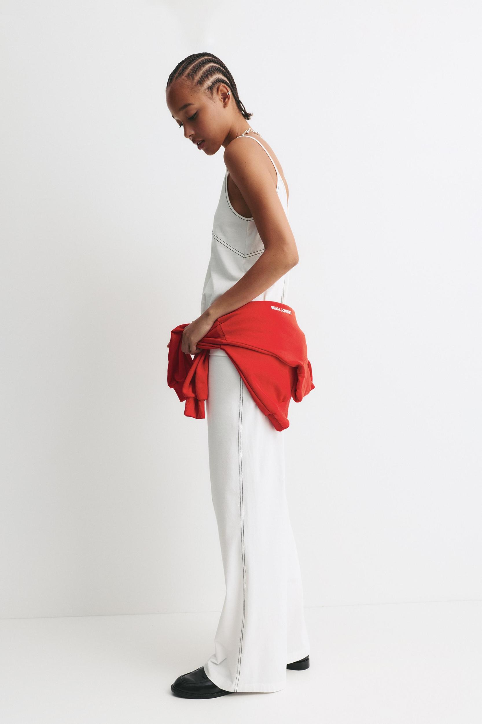 Wide leg pants with topstitching Product Image