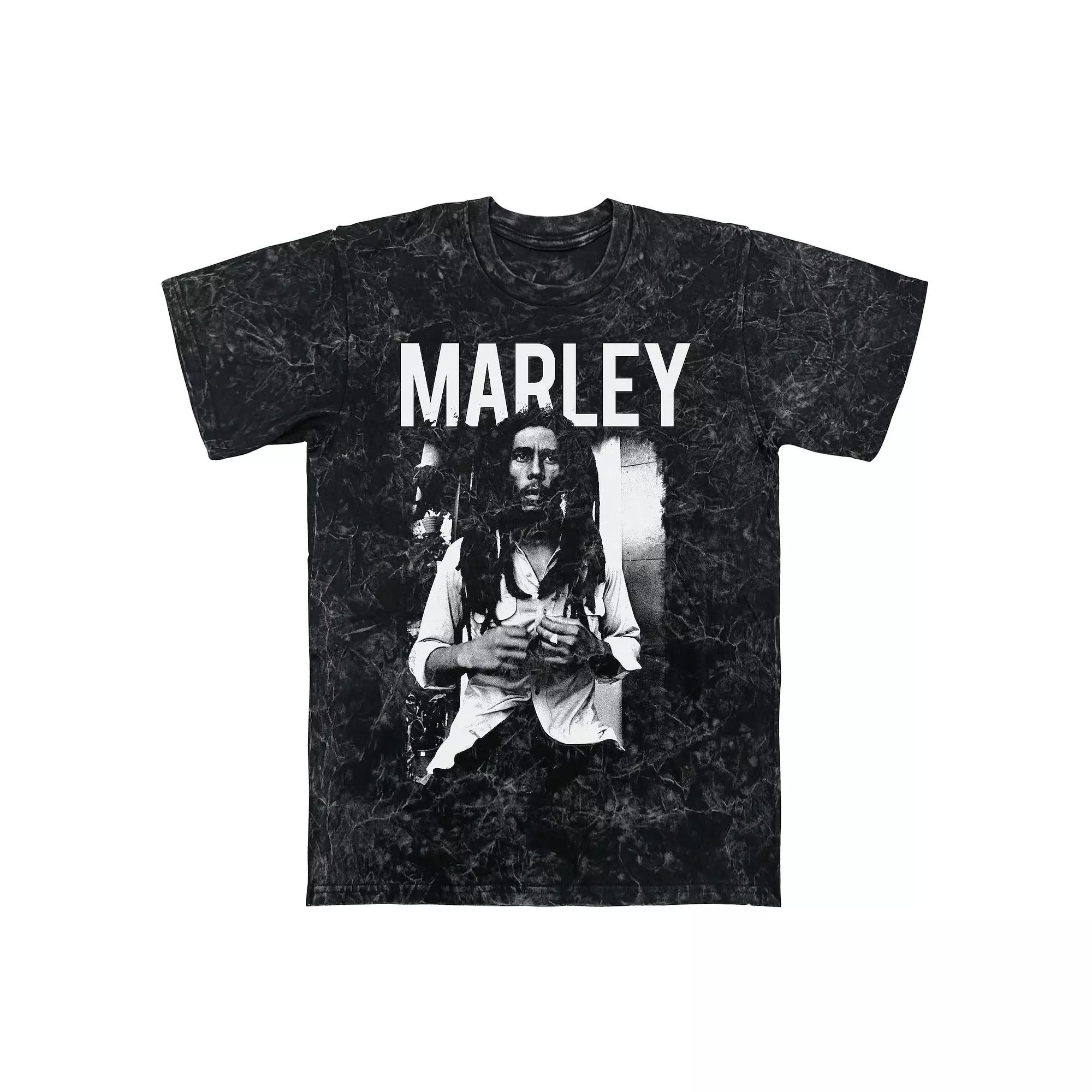 Men's Bob Marley Black And White Graphic Tee, Size: XL, Black Mineral Wash Product Image