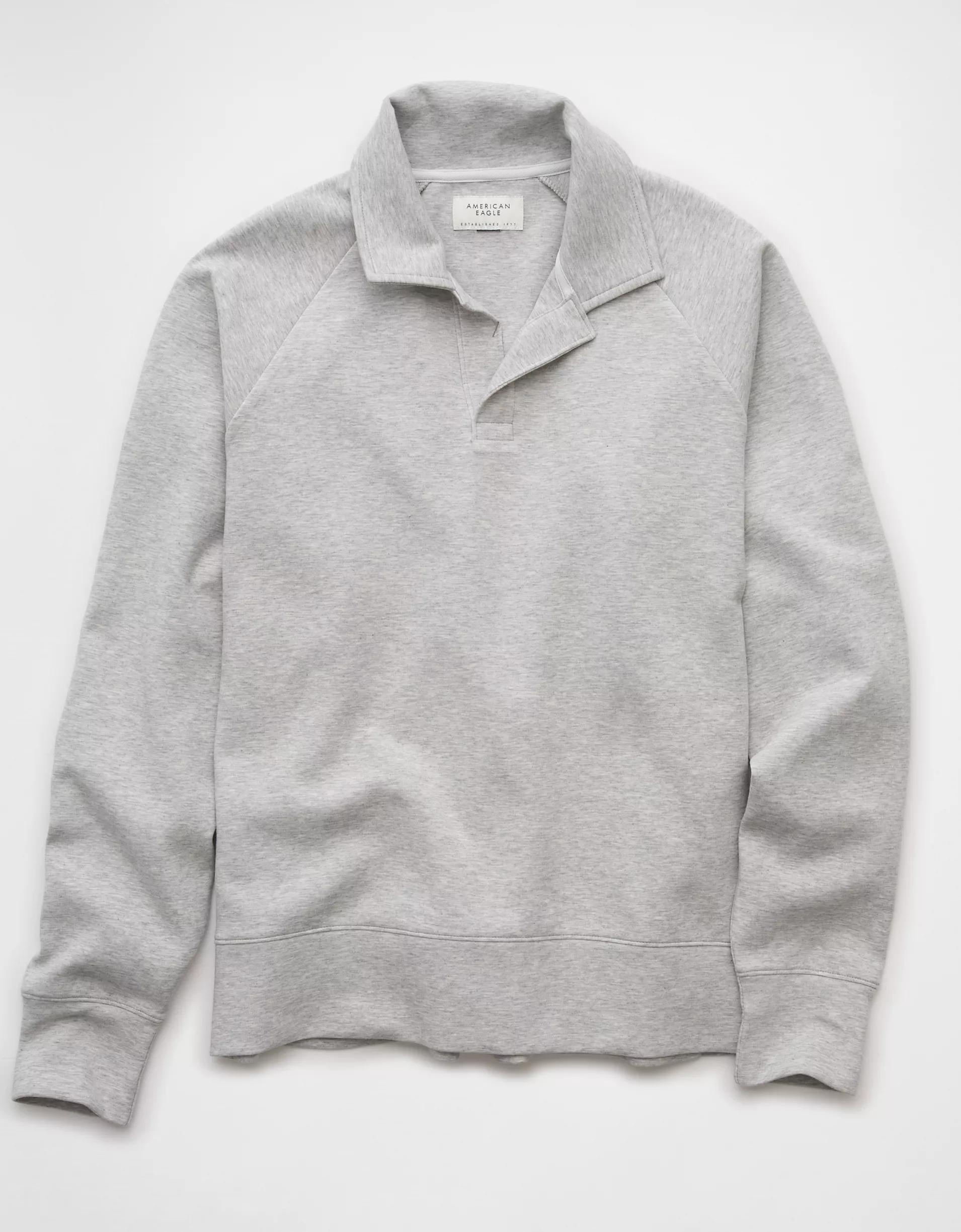 AE 24/7 Long-Sleeve Rugby Polo Sweatshirt Product Image