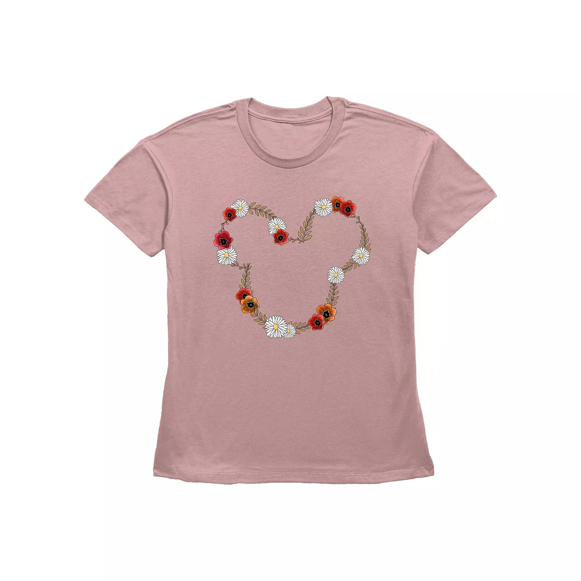 Disney's Mickey Mouse Spring Floral Wreath Women's Graphic Tee,  Product Image