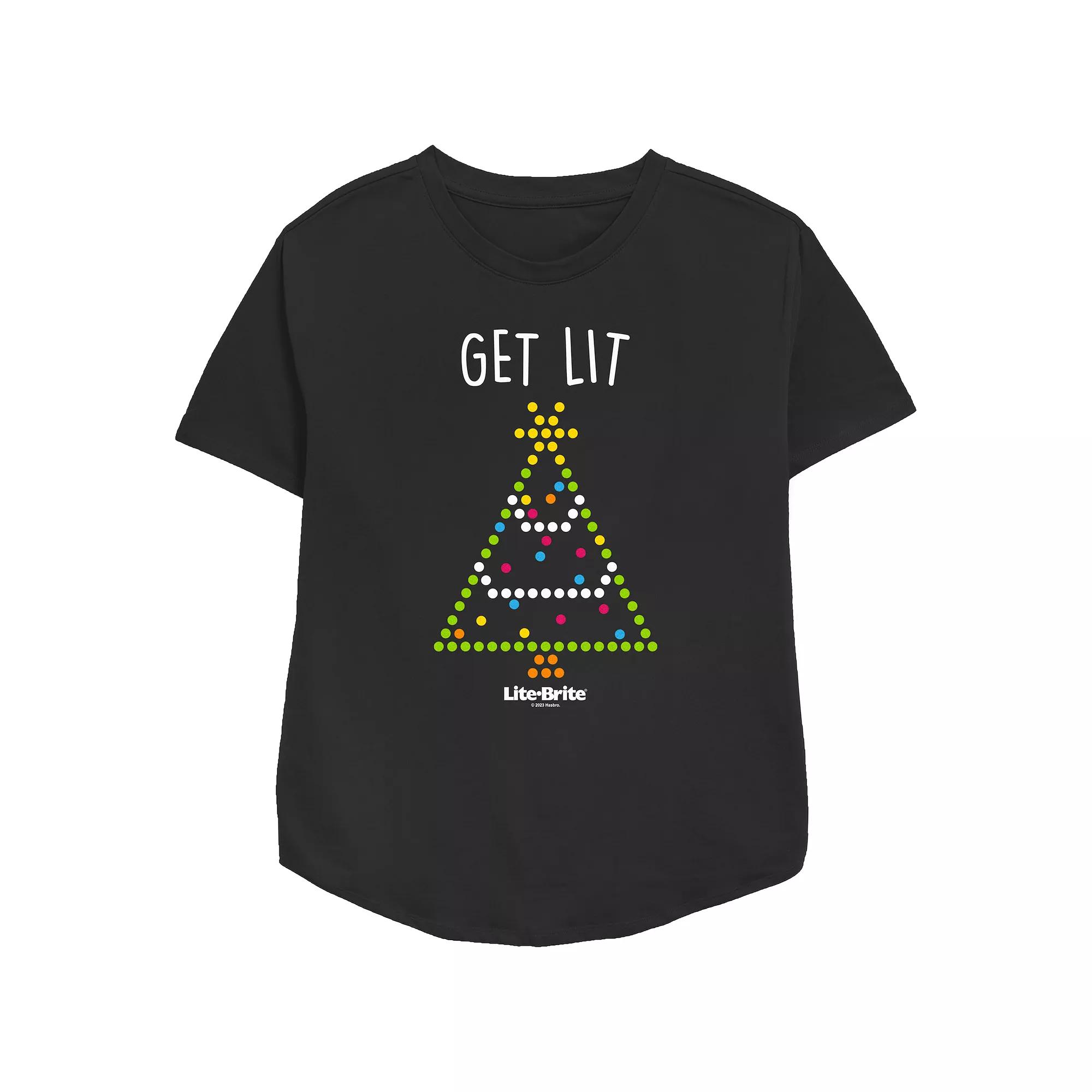 Women's Lite-Brite Get Lit Christmas Tree Relaxed Fit Graphic Tee,  Product Image