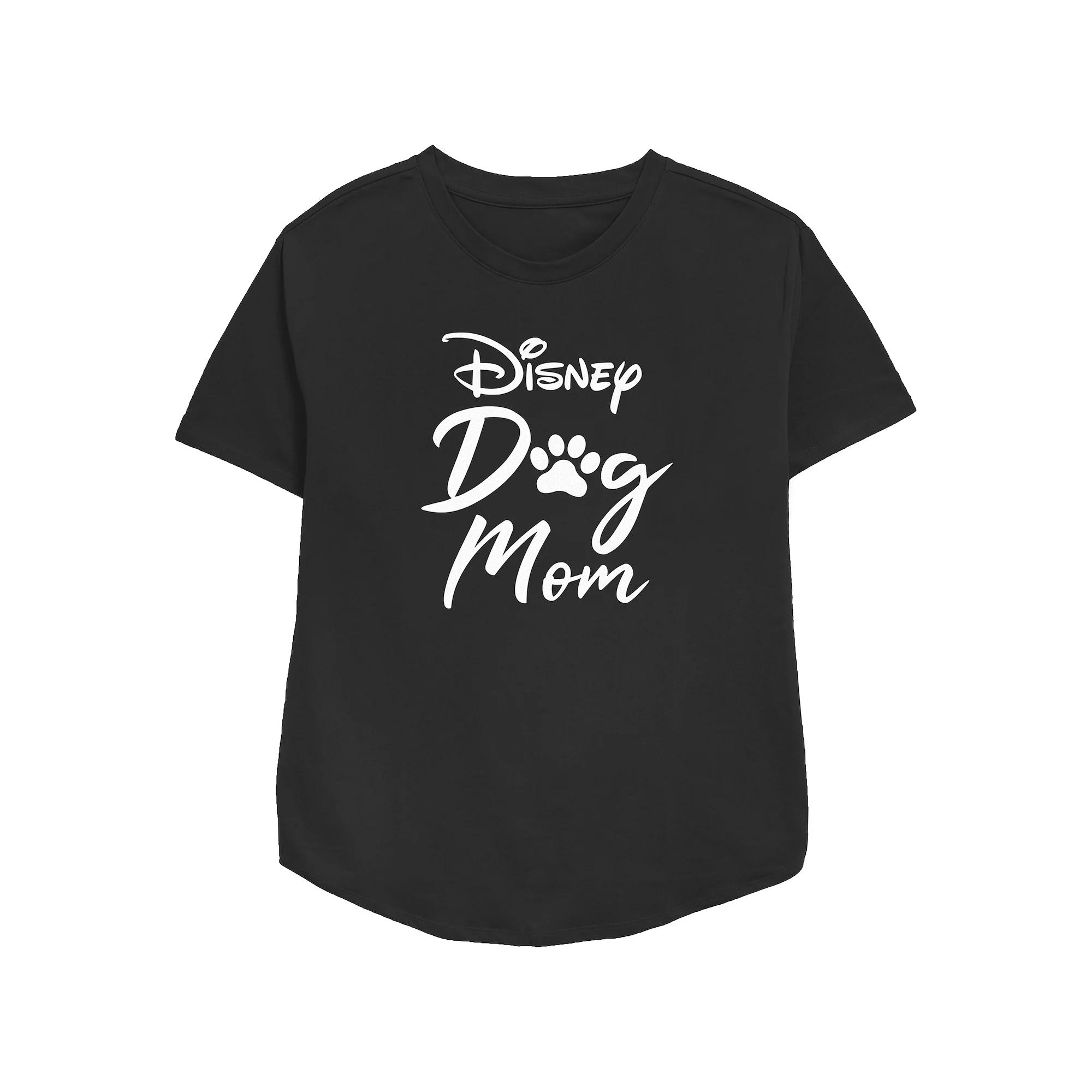 Disney Dogs Women's Mom Pawprint Script Relaxed Fit Graphic Tee, Girl's, Size: XS, Black Product Image