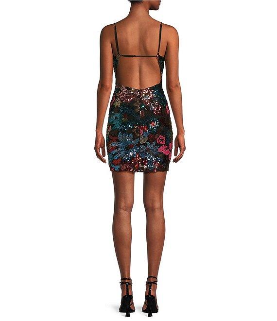 Midnight Doll Spaghetti Strap Sleeveless Sequin Bar Back Bodycon Dress Product Image