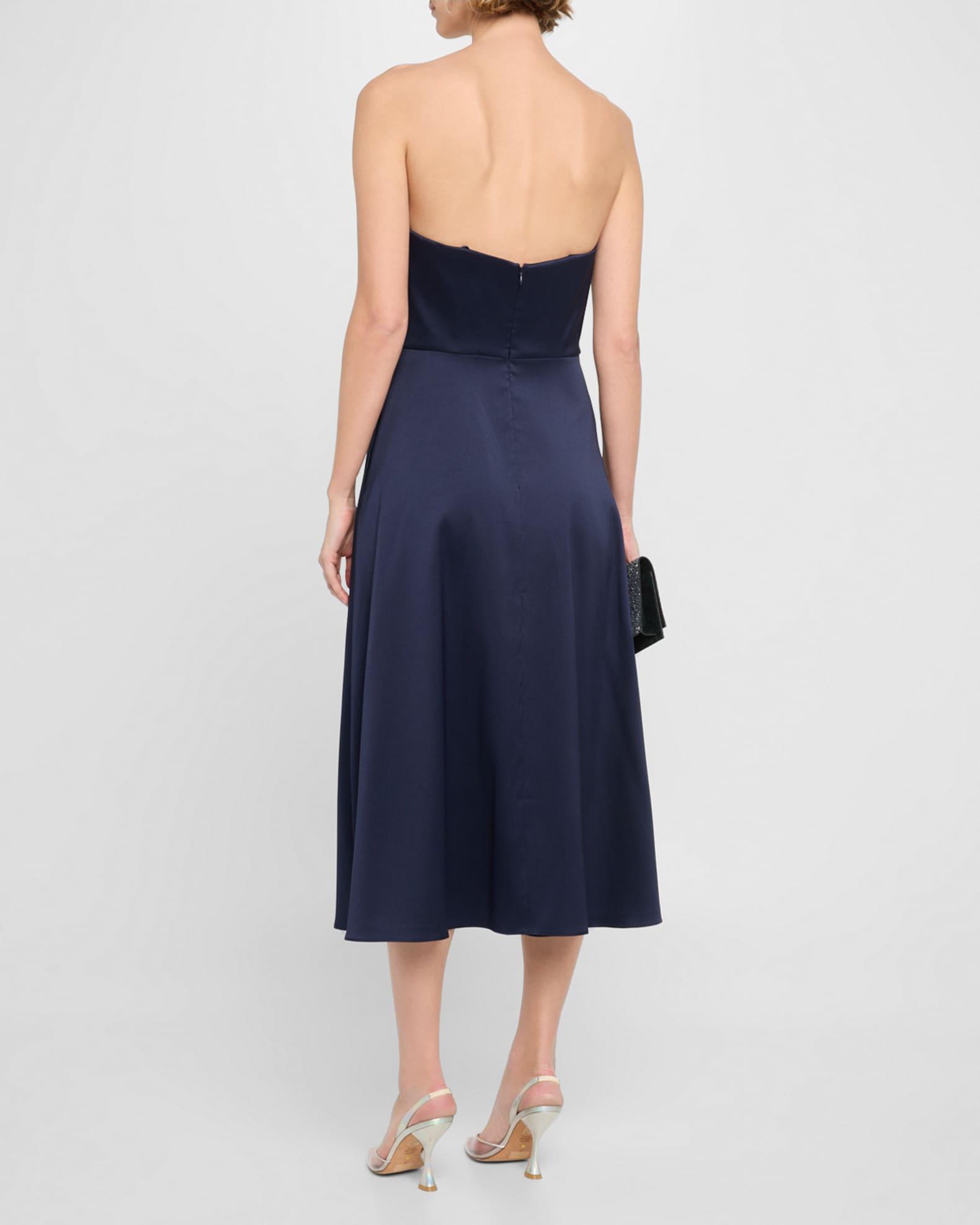 Strapless Bow-Front Stretch Mikado Midi Dress Product Image