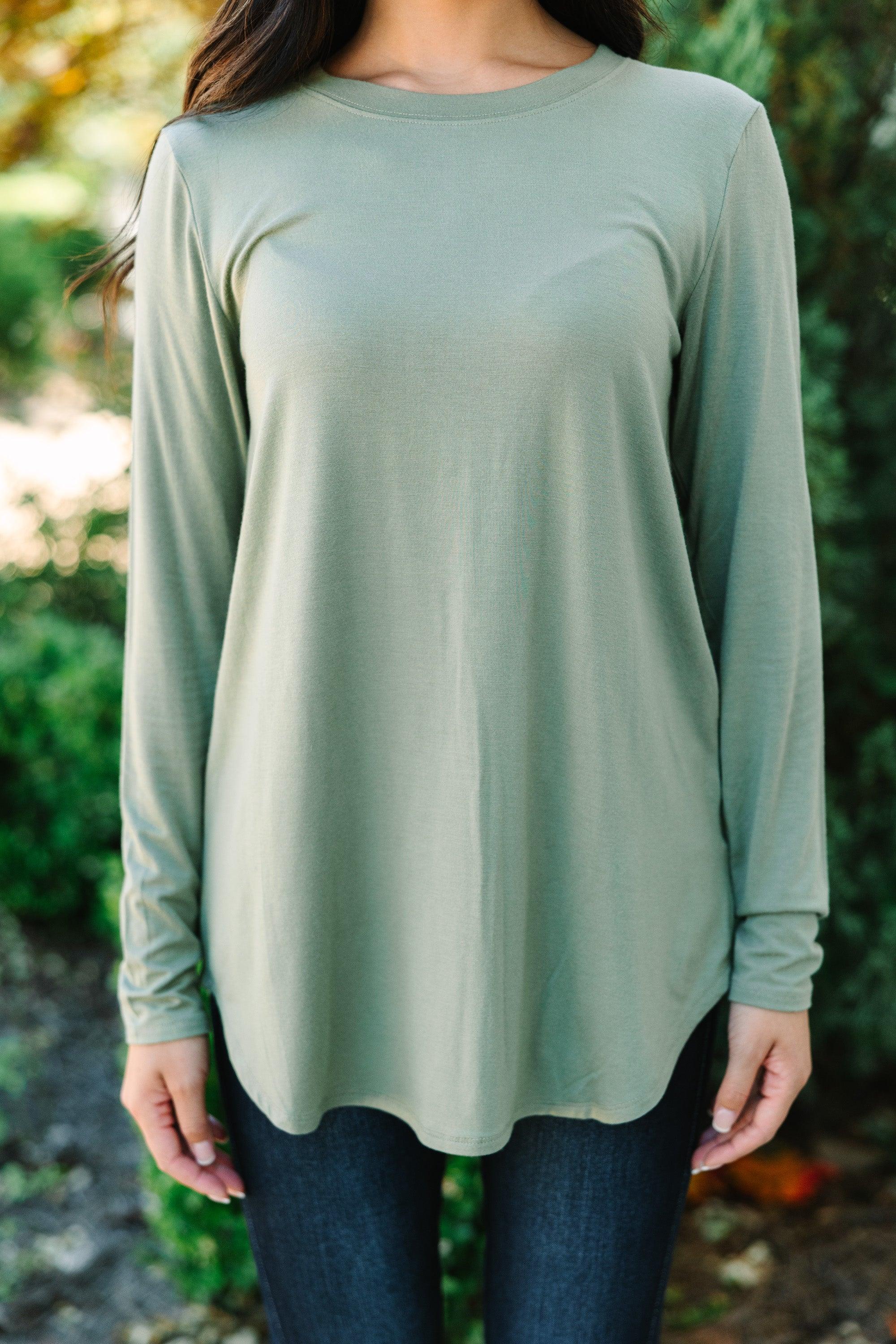 Won't Let You Down Olive Green Classic Top Female Product Image