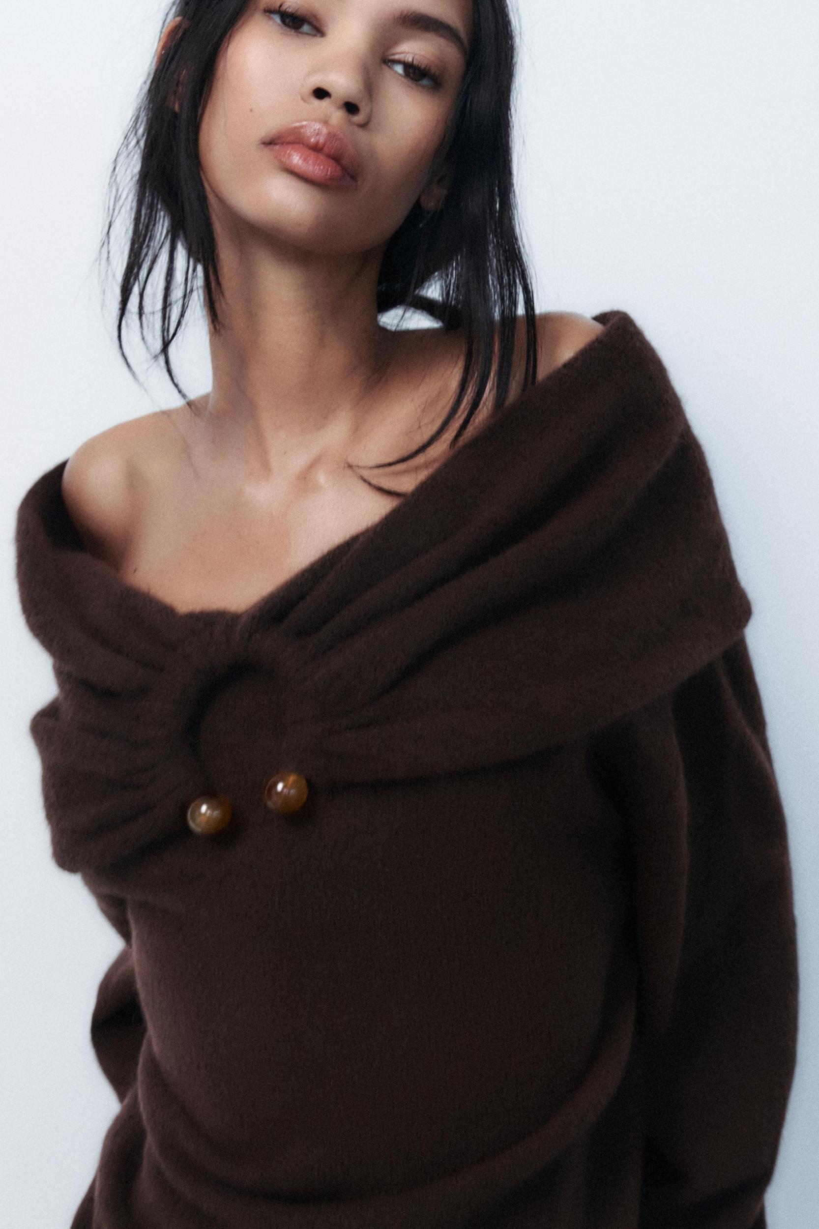 OFF THE SHOULDER KNIT SWEATER Product Image