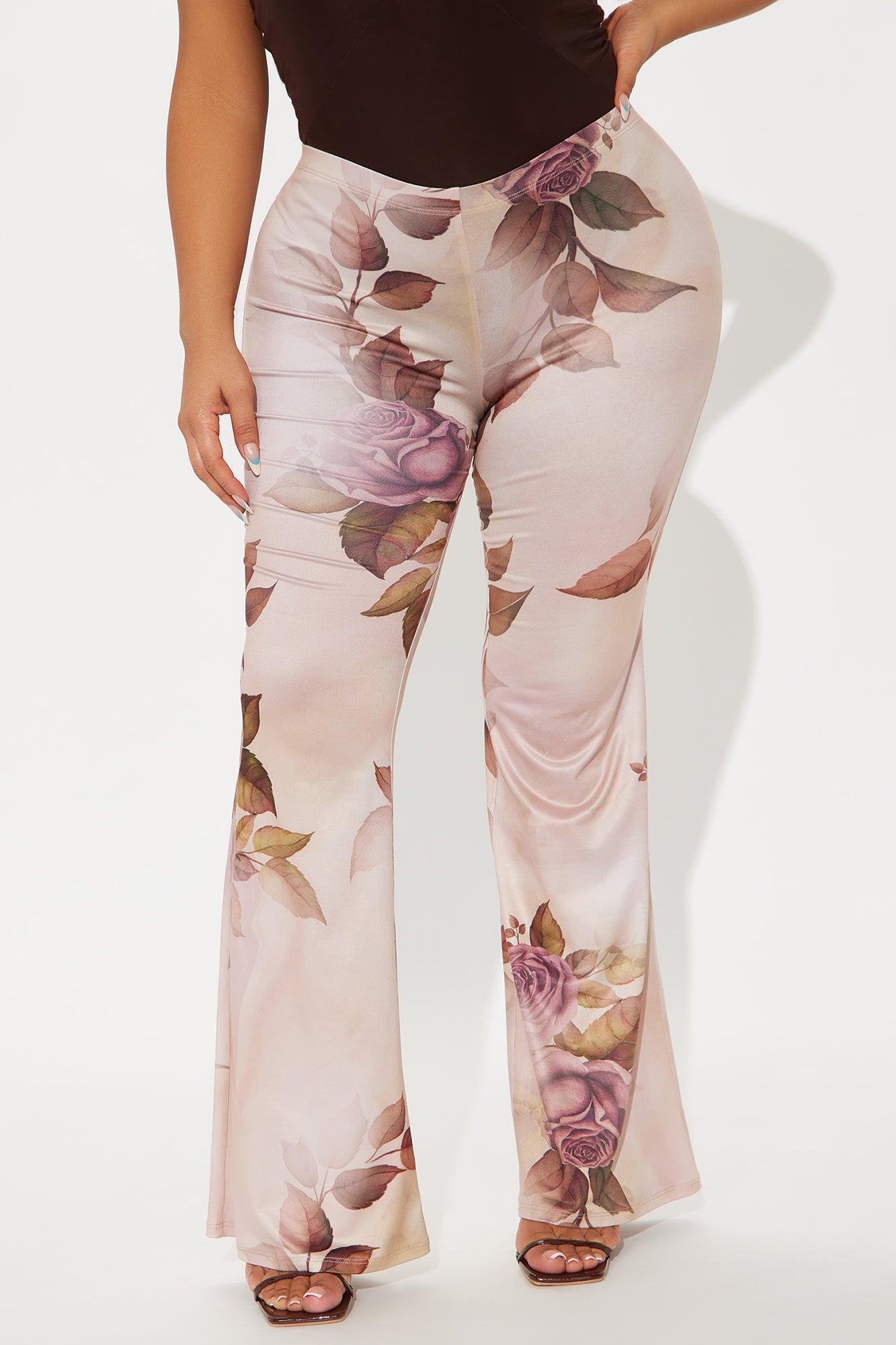 Botanical Cutie Floral Flare Pant - Taupe/combo Product Image