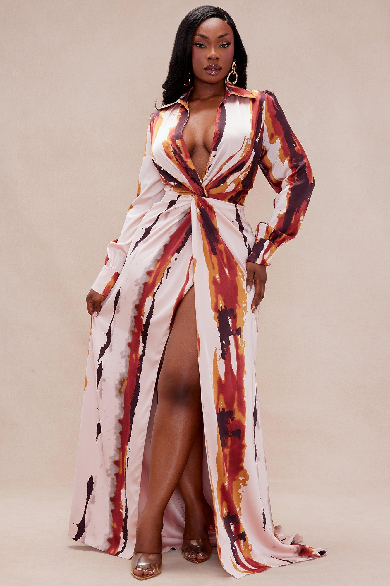 Sariah Satin Maxi Dress - Mauve/combo Product Image