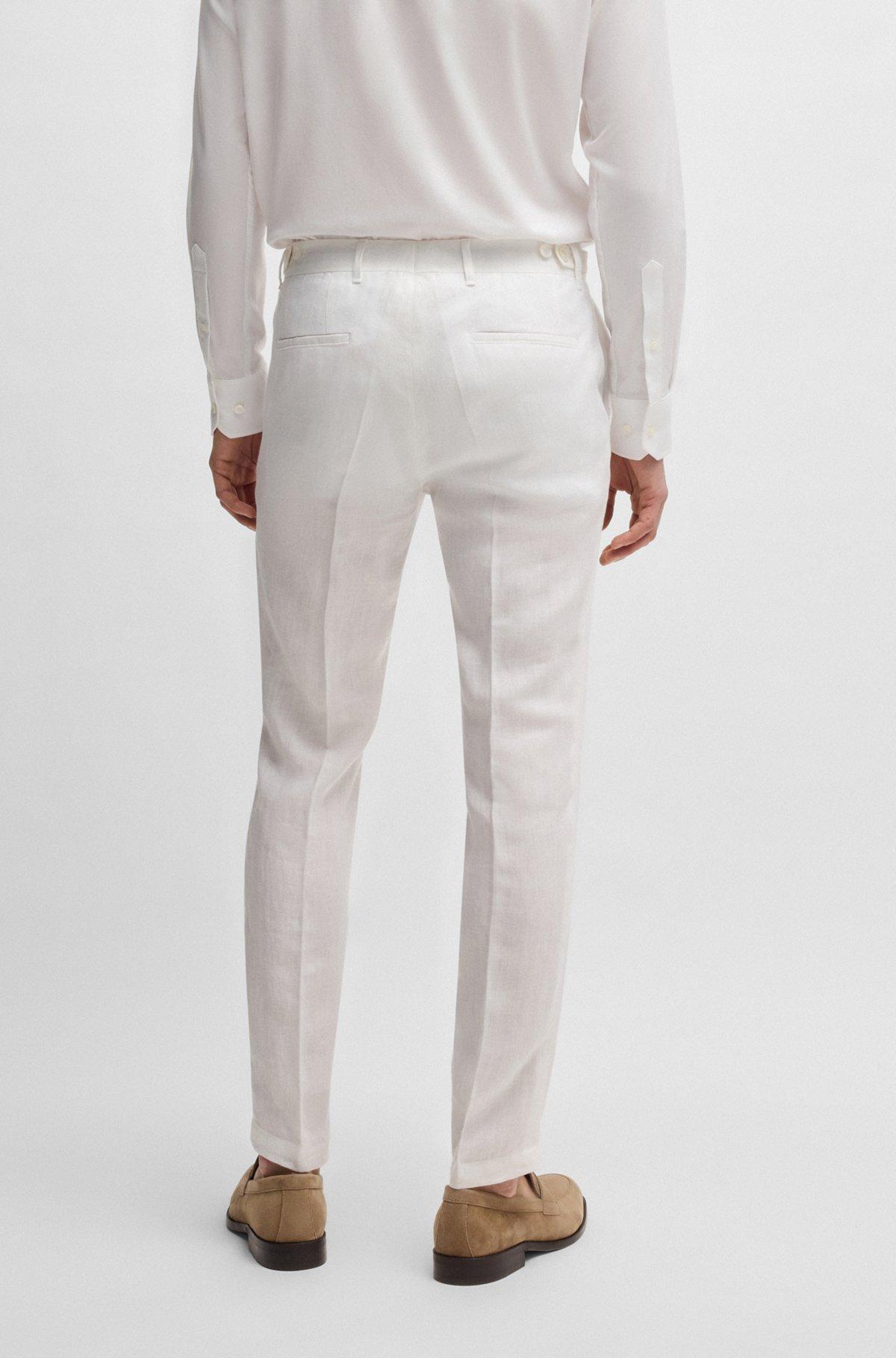 BOSS - Formal trousers in linen canvas - White Product Image