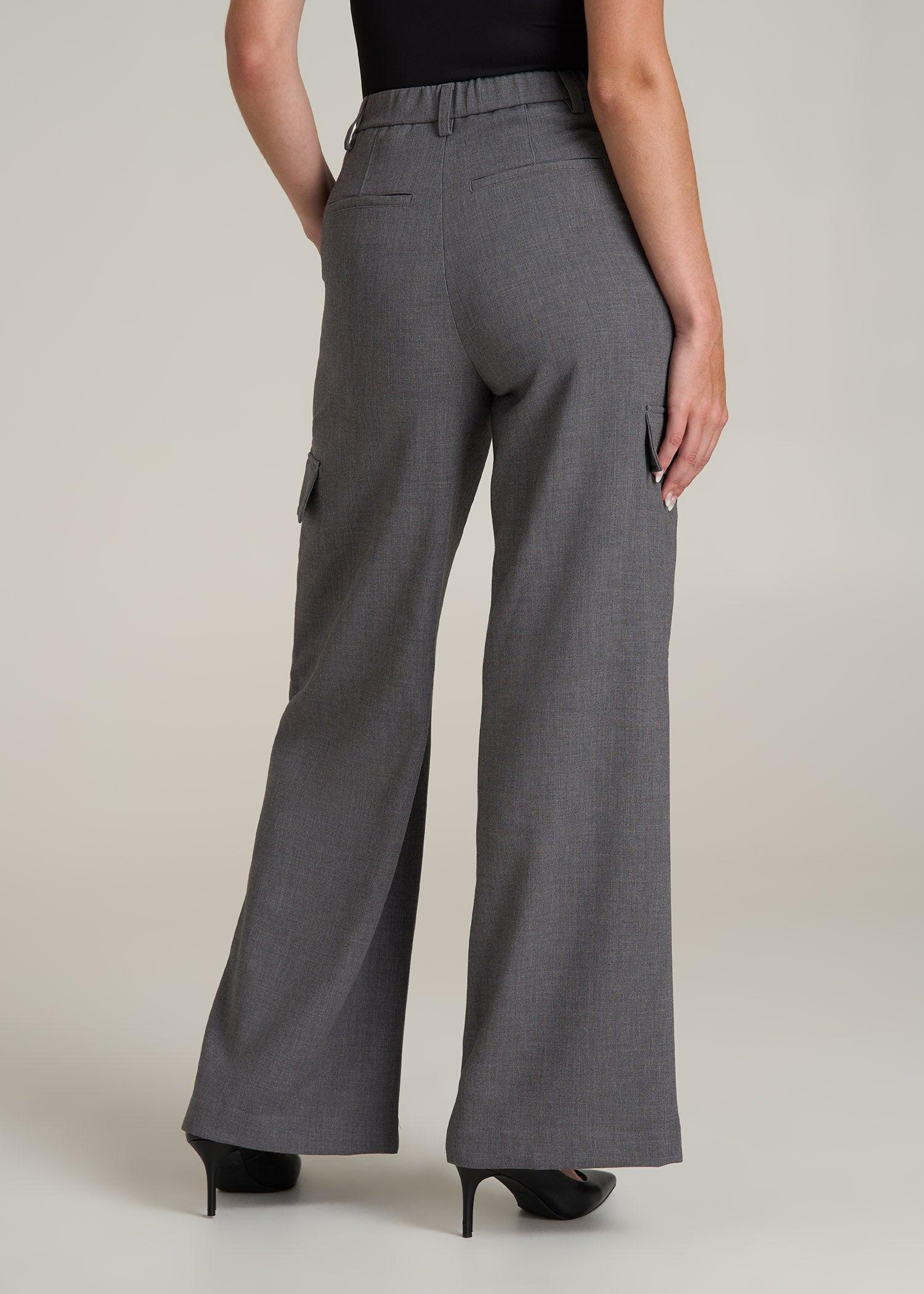 Cargo Wide Leg Dress Pants for Tall Women in Graphic Charcoal Female Product Image