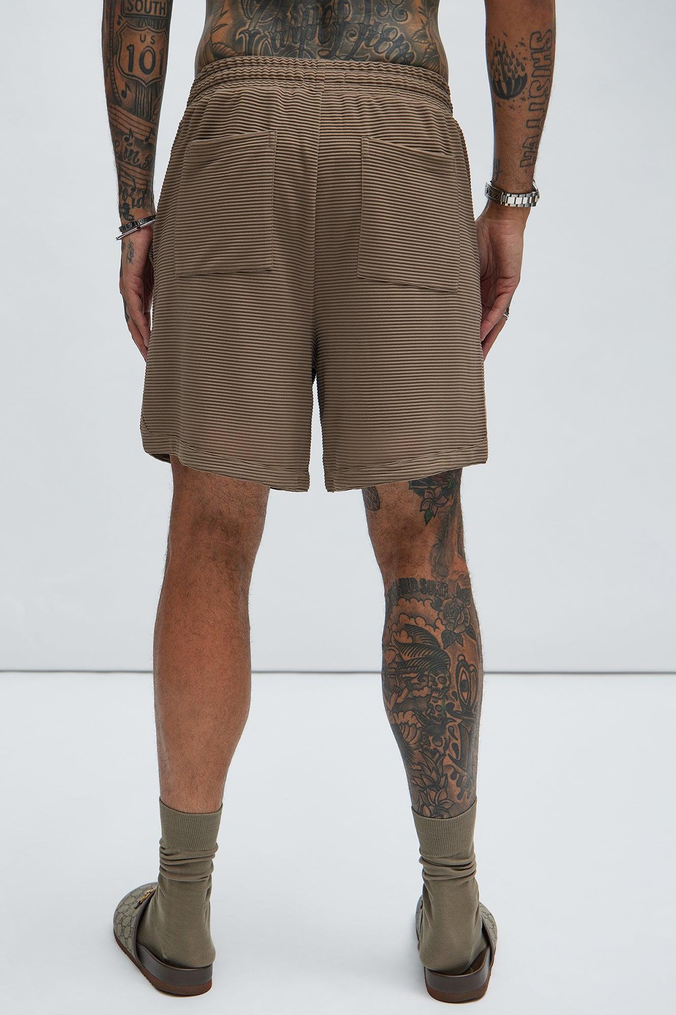 Zyler Textured Shorts - Taupe Product Image