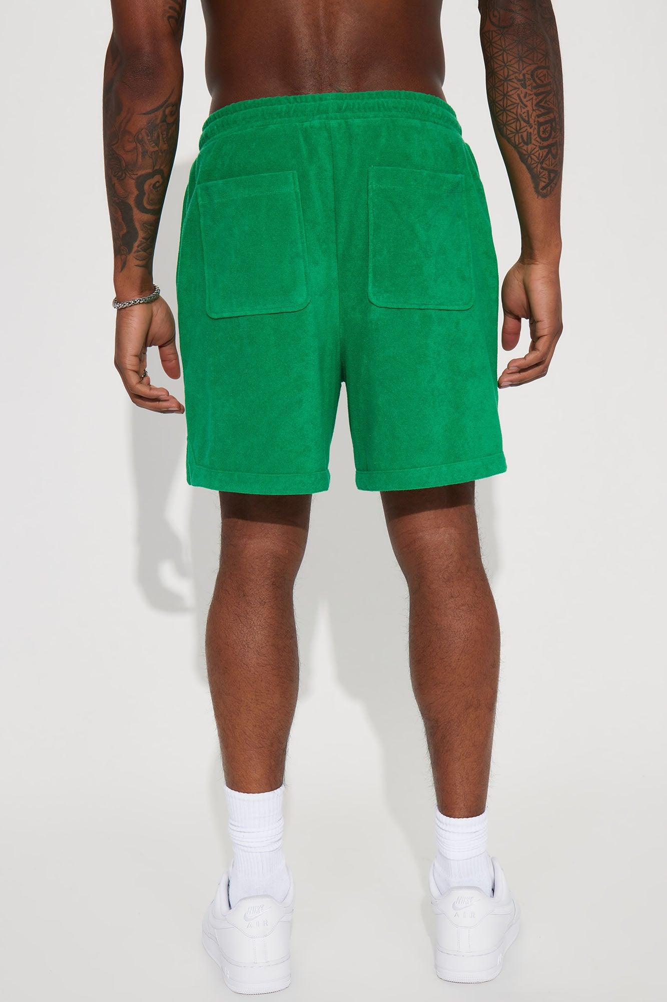 Dipped Terry Knit Shorts - Green Product Image