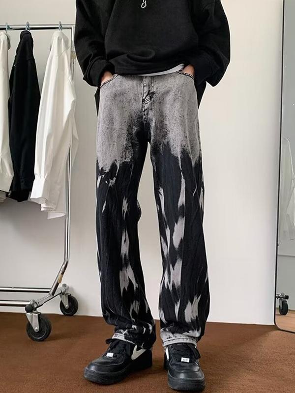 Men's Irregular Wash Loose Jeans Product Image