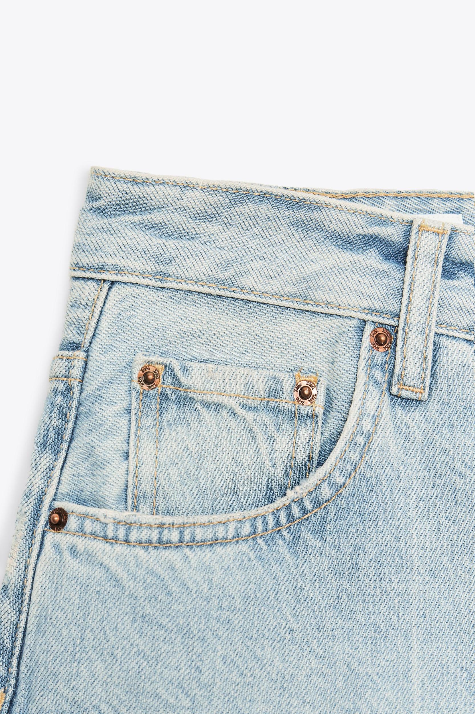 RIPPED MID-RISE TRF DENIM JORTS Product Image