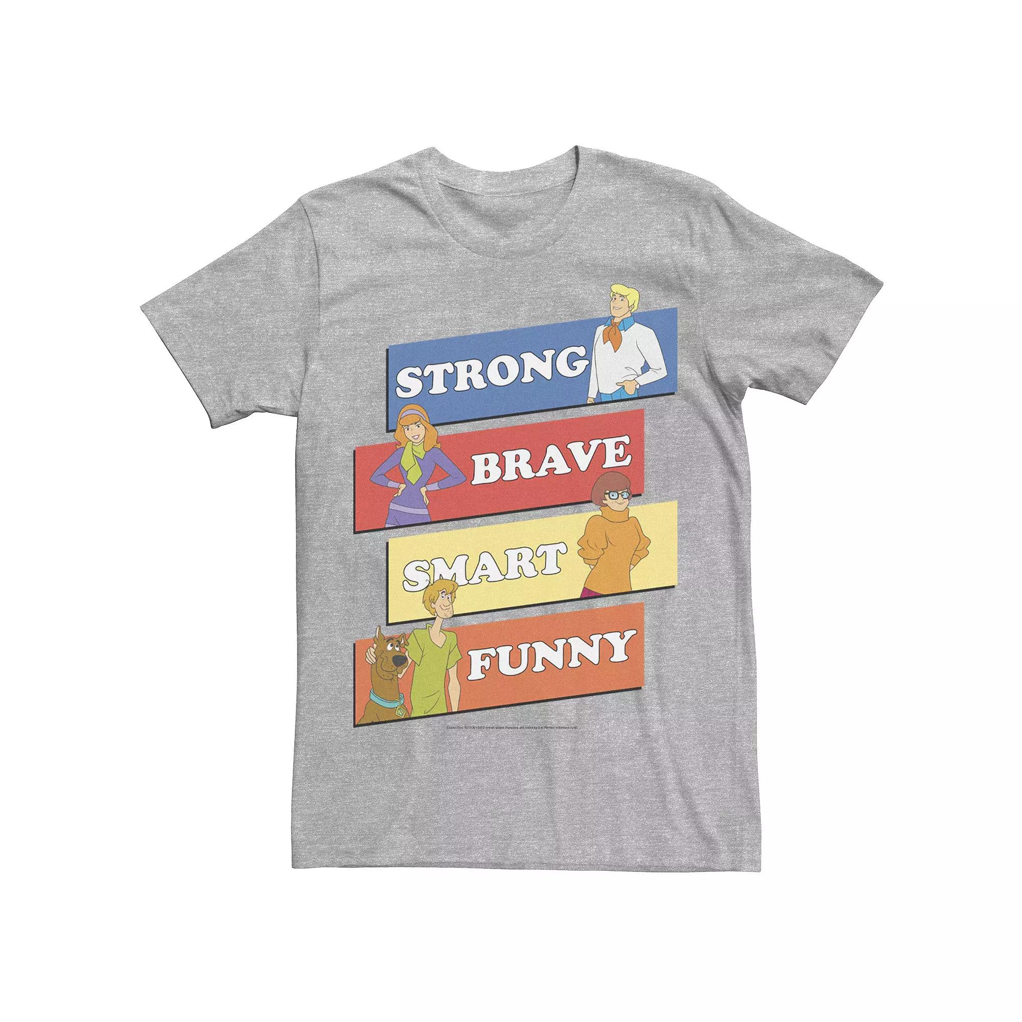 Men's Scooby Doo Group Strong And Brave Text Block Poster Tee,  Product Image