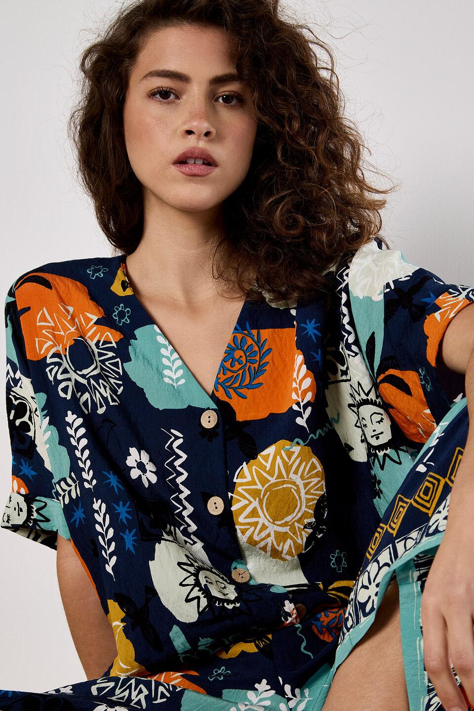 Sun Print Button-Up Top Product Image