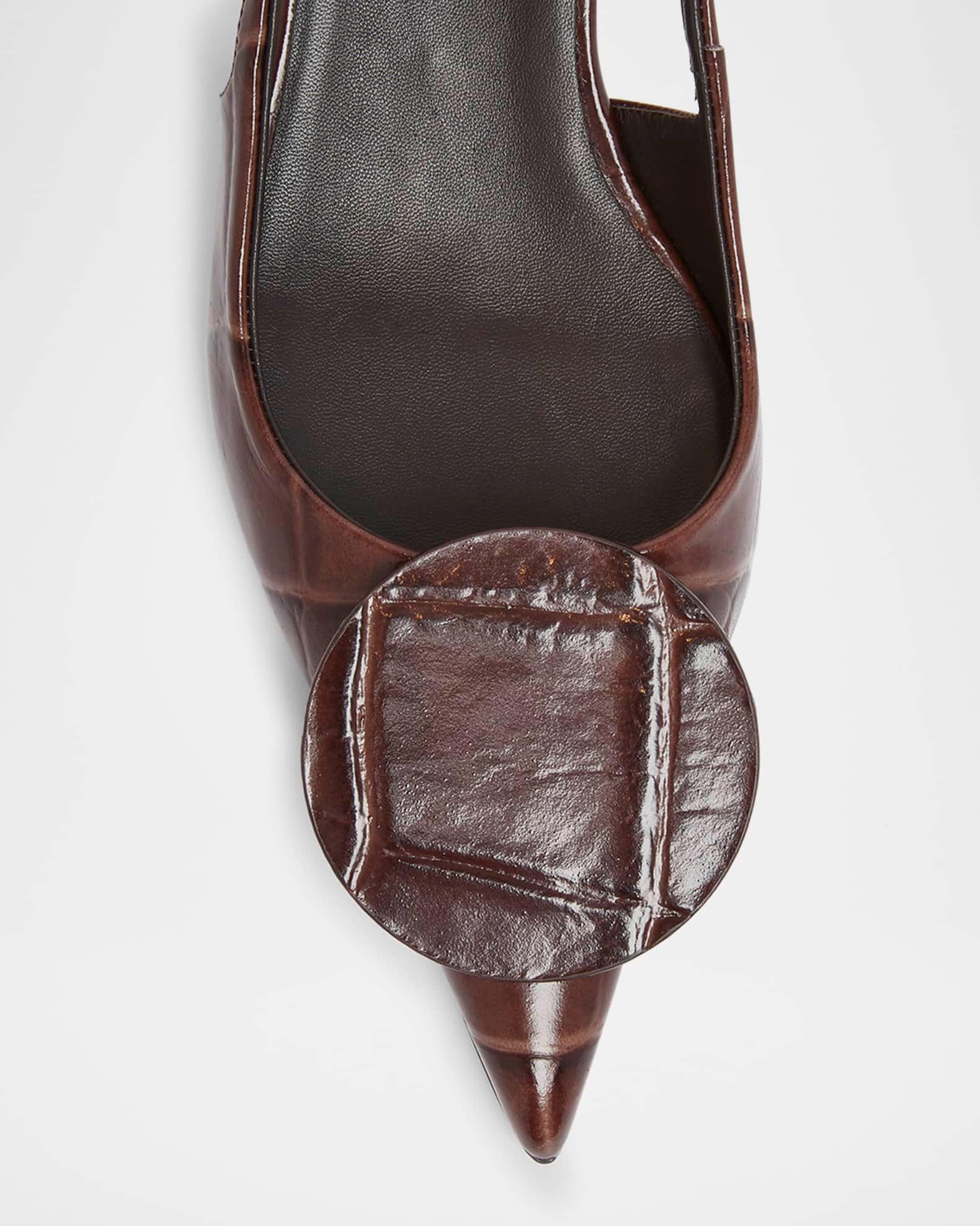 Croc-Embossed Leather Slingback Pumps Product Image