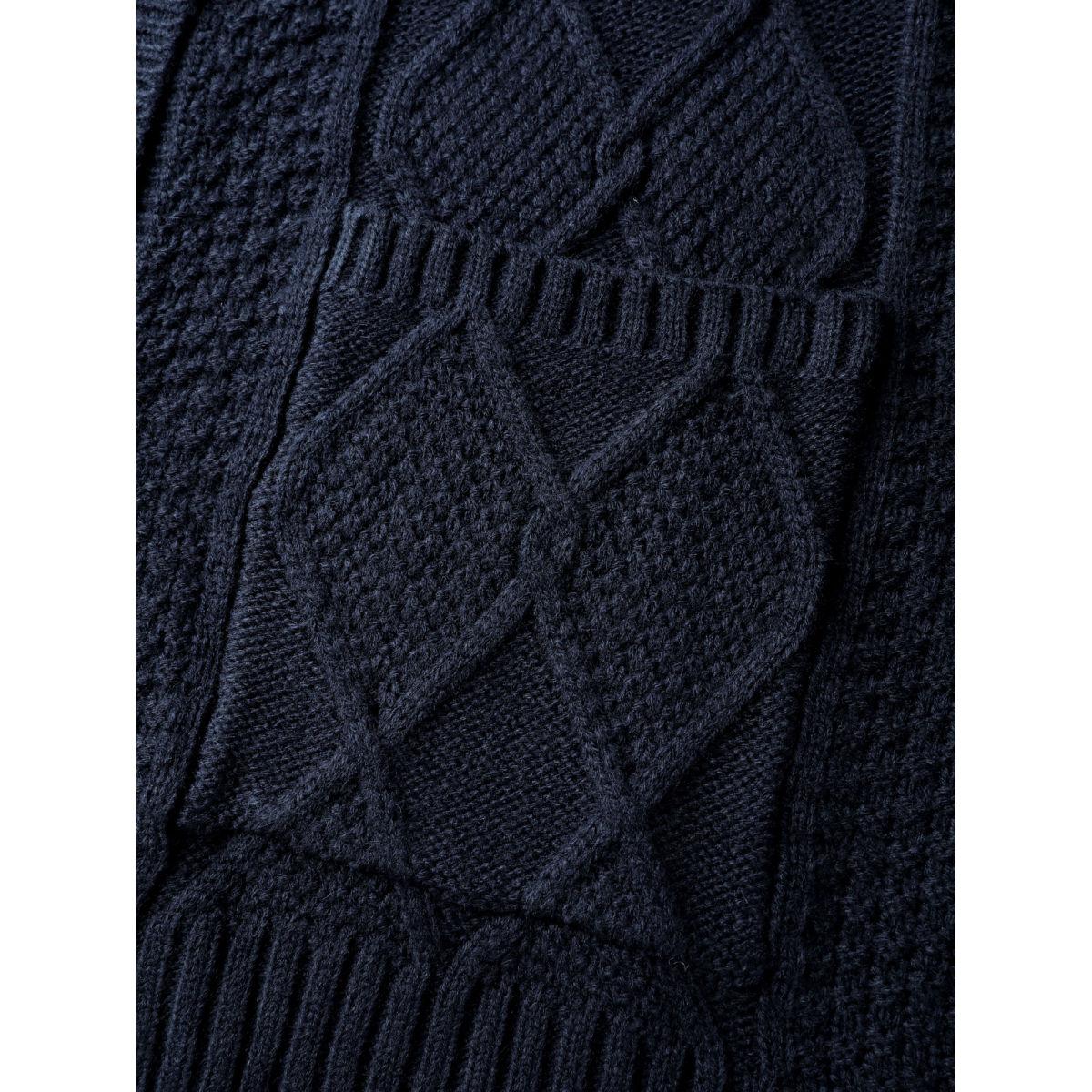 Plus Size Cable Knit Button Pockets Cardigan Midnight Women Loose Long Sleeve Casual Cardigans BloomChic 26/4X Product Image