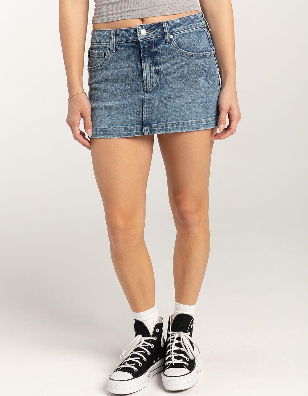 RSQ Womens Low Rise Denim Mini Skirt - MEDIUM WASH Product Image