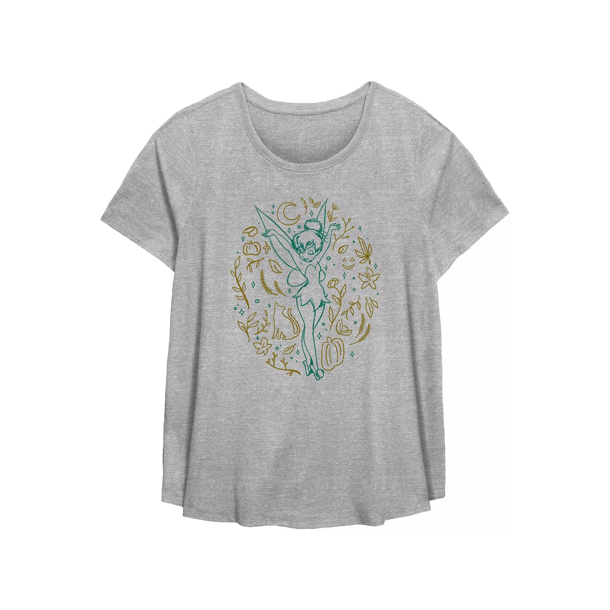 Disney's Tinker Bell Fall Icons Plus Size Flowy Graphic Tee, Women's, Size: 3XL, Grey Gray Product Image
