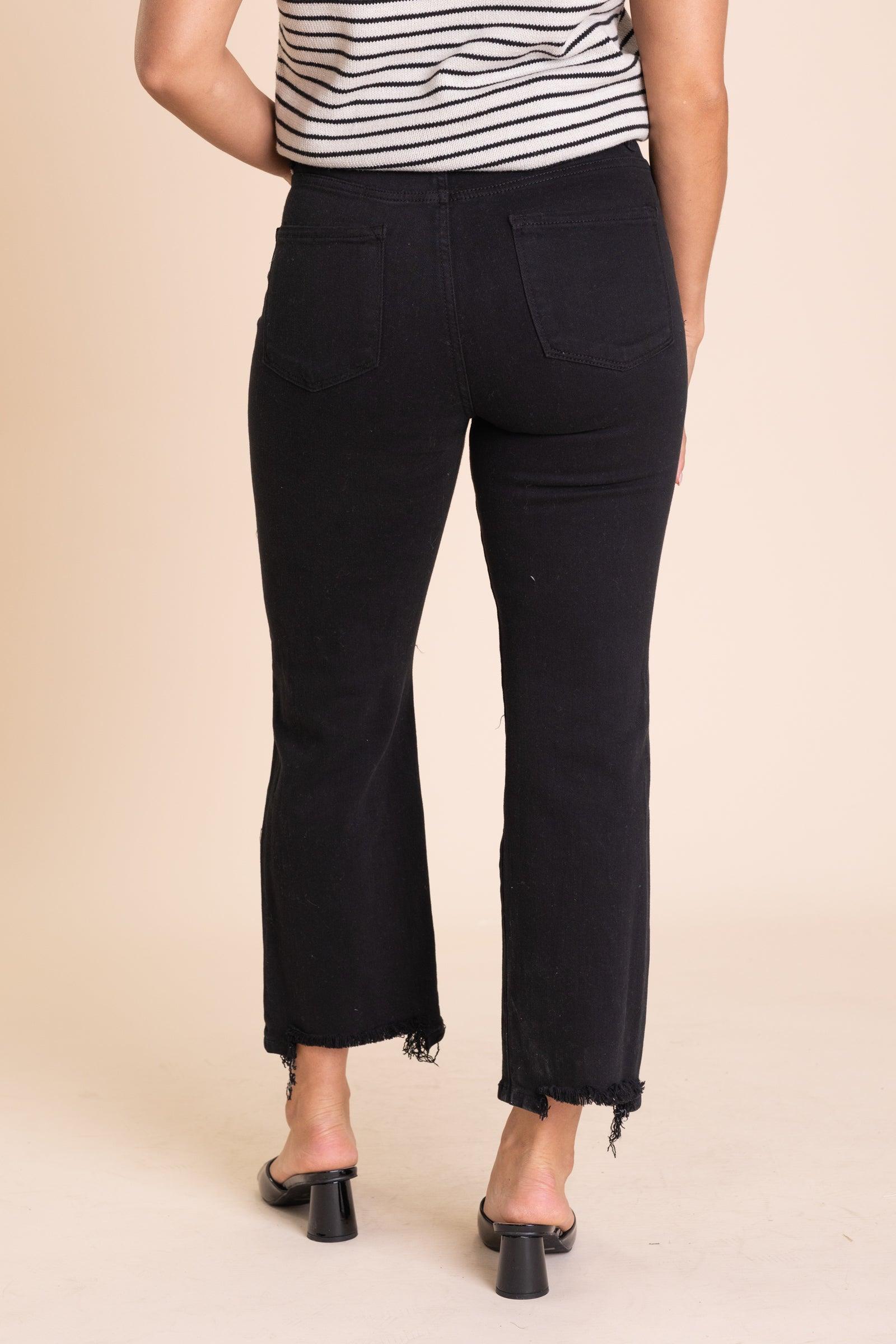 Risen Black Tummy Control Crop Straight Pants Product Image
