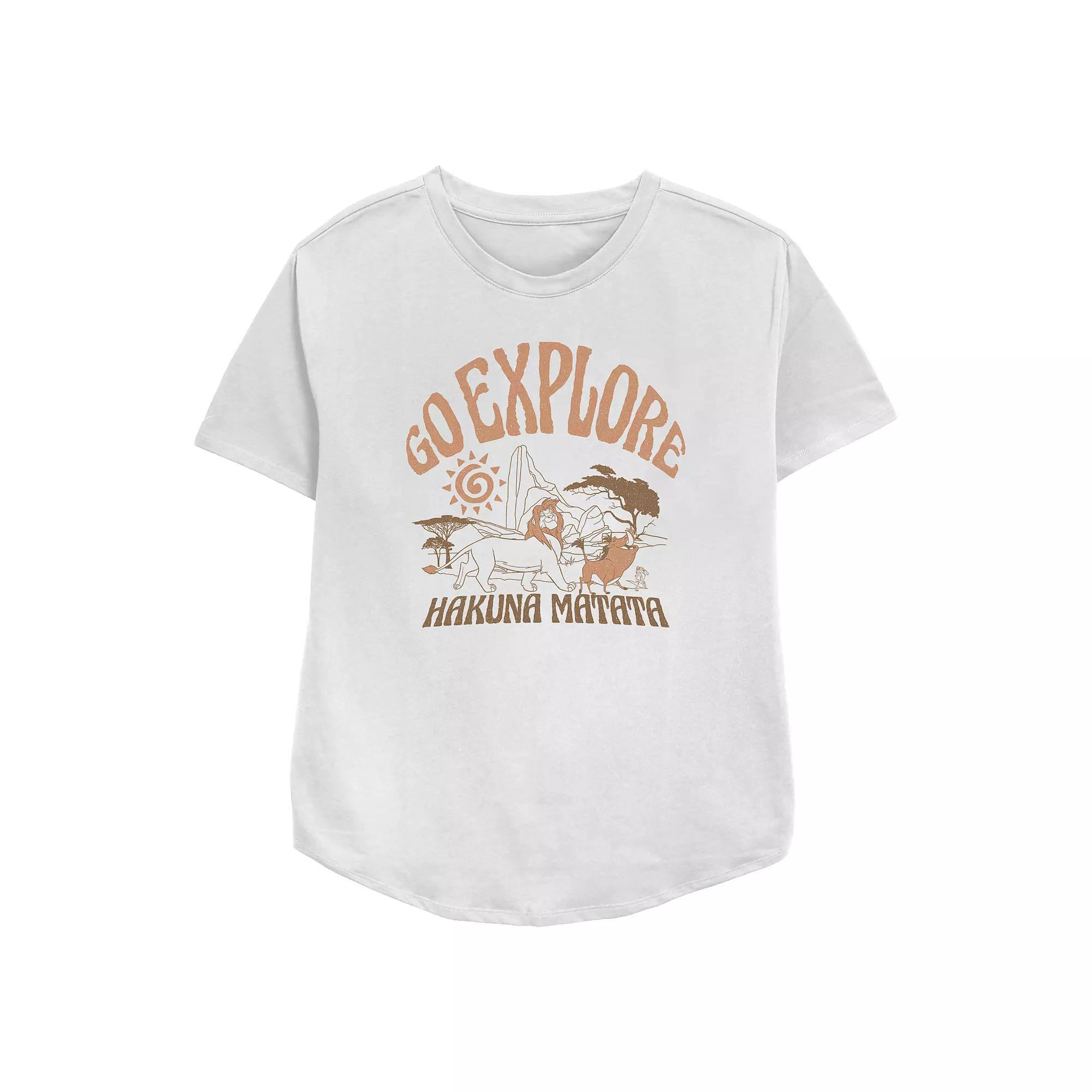 Disney's The Lion King Simba, Pumbaa & Timon Go Explore Hakuna Matata Women's Relaxed Fit Graphic Tee,  Product Image