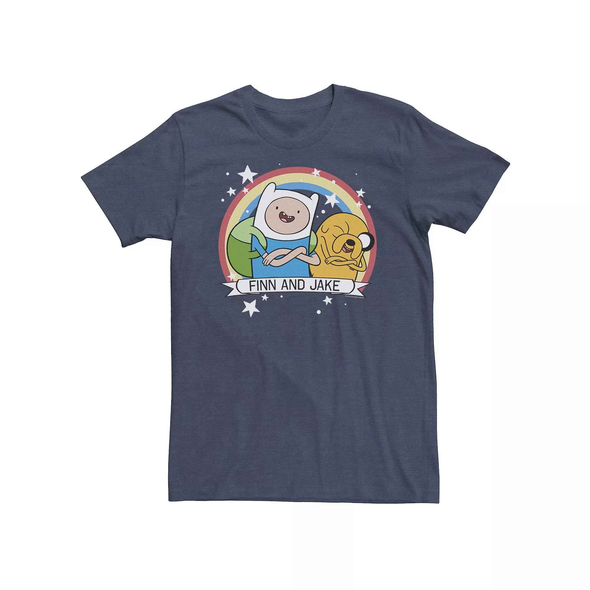 Big & Tall Cartoon Network Adventure Time Finn & Jake Rainbow Banner Tee, Men's,  Product Image