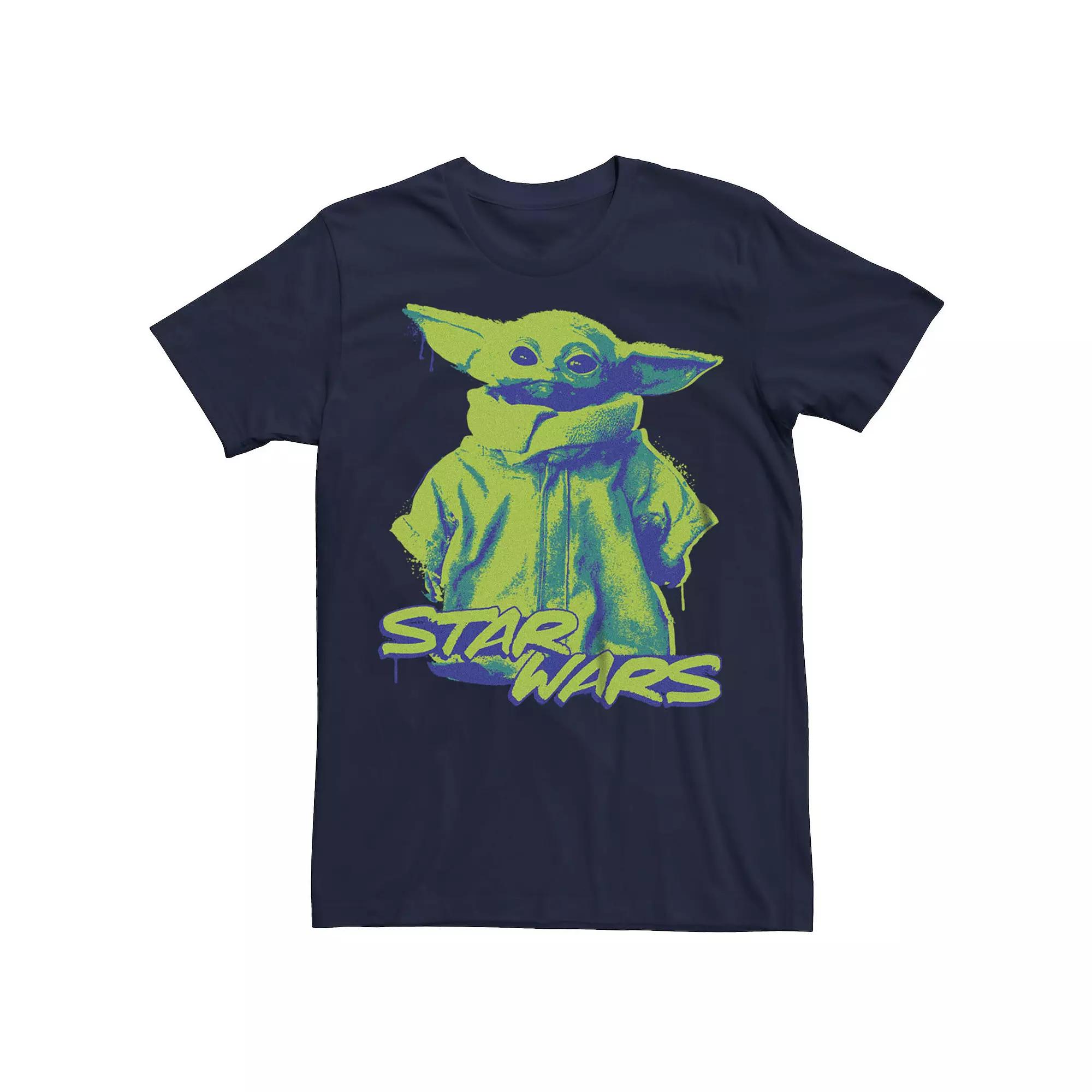 Men's Star Wars The Mandalorian Baby Yoda Fluorescent Paint Graphic Tee,  Product Image