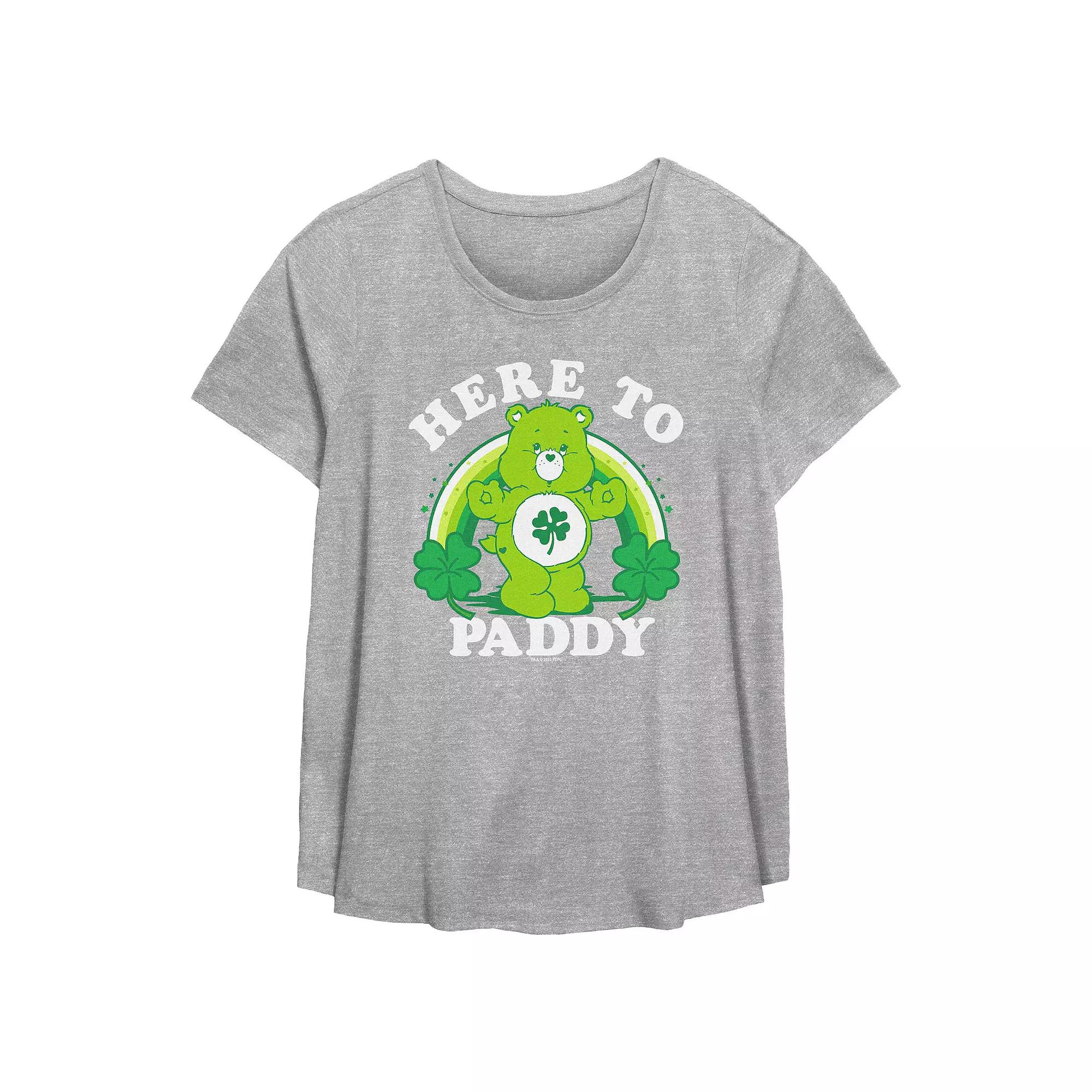 Plus Size Care Bears Good Luck Bear Here To Paddy Flowy Graphic Tee, Women's, Size: 5XL, Grey Gray Product Image
