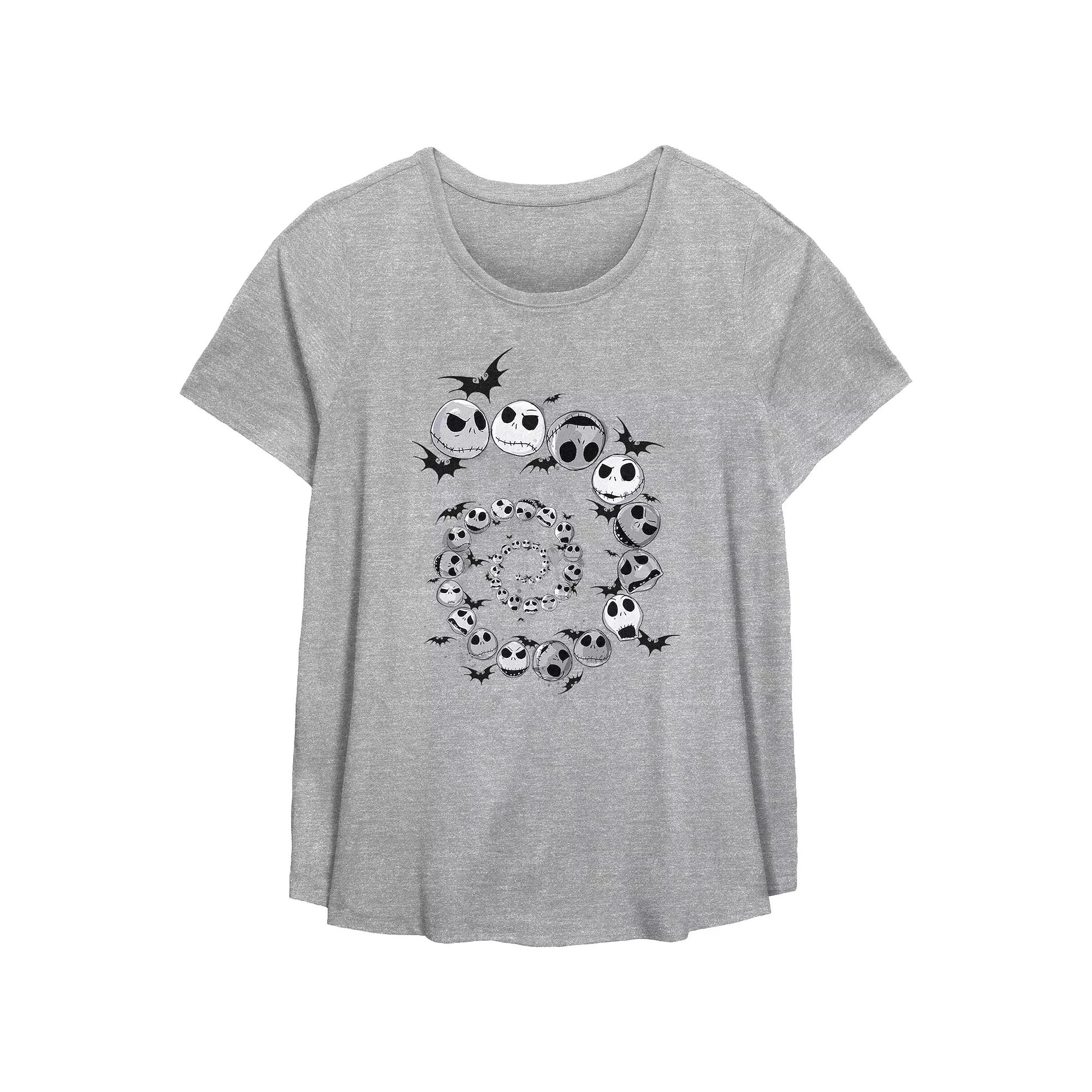 Disney's The Nightmare Before Christmas Jack Skellington And Bats Spiral Plus Size Flowy Graphic Tee, Women's, Size: 5XL, Grey Gray Product Image
