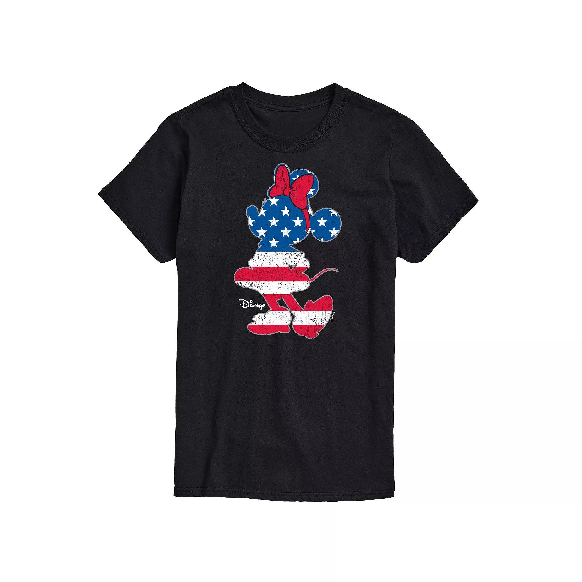 Disney's Minnie Mouse Men's Americana Flag Silhouette Graphic Tee,  Product Image