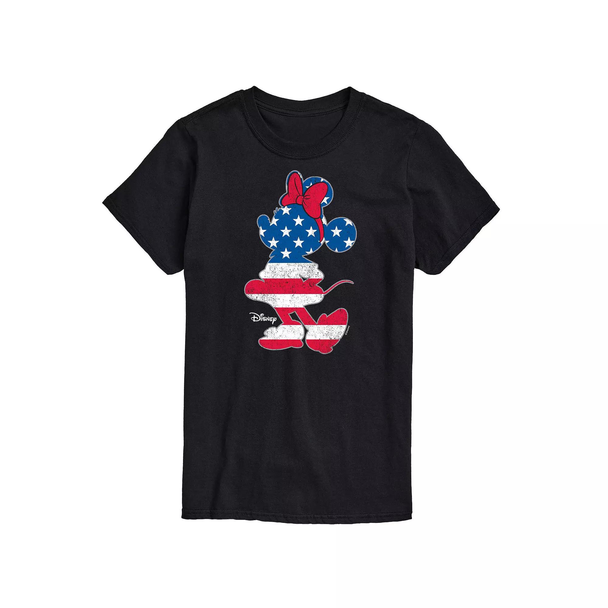 Disney's Minnie Mouse Men's Americana Flag Silhouette Graphic Tee,  Product Image