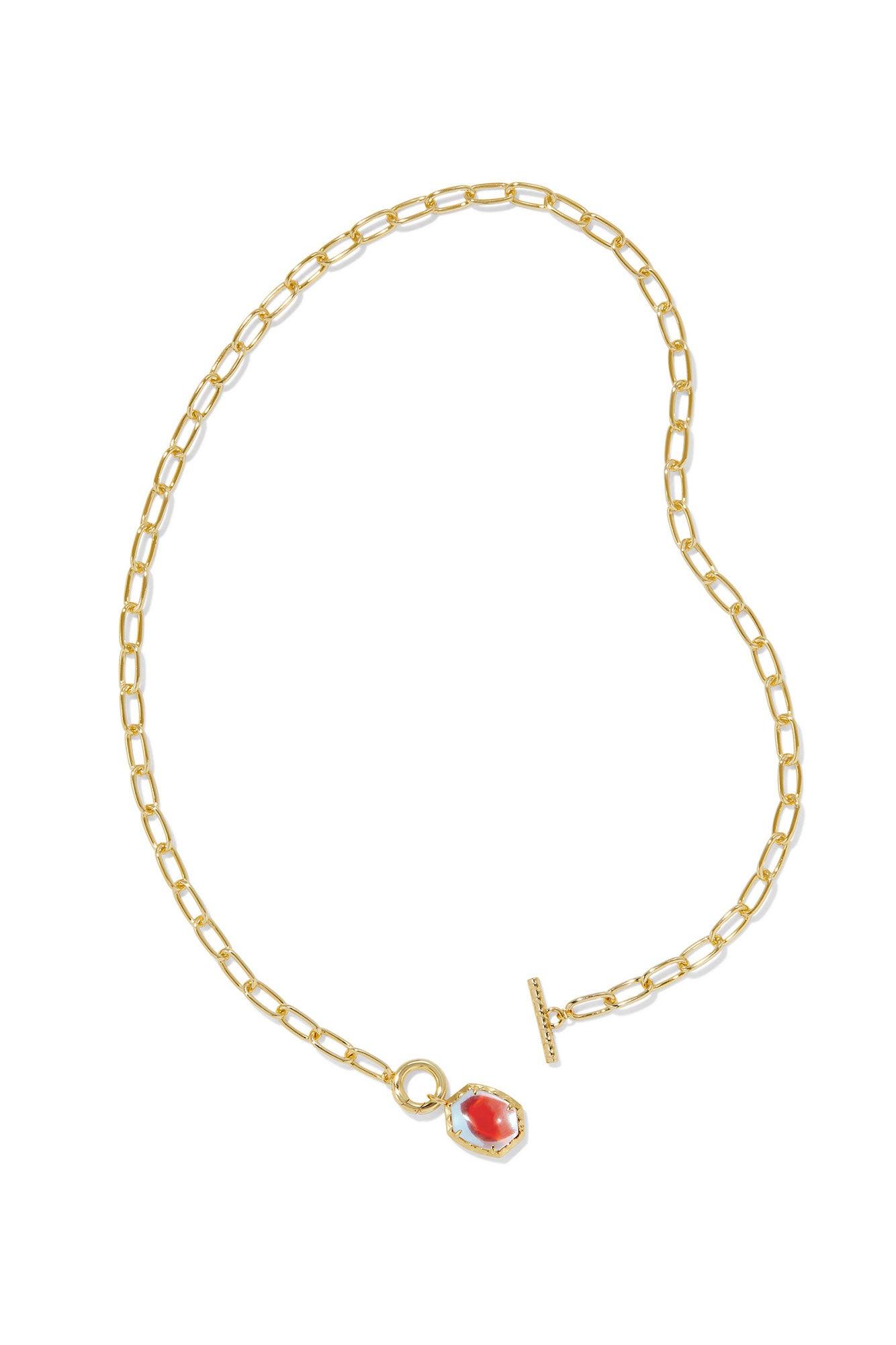 Daphne Convertible Gold Link and Chain Necklace Dichroic Glass Product Image