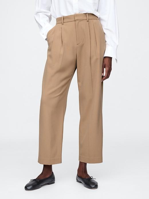 365 High Rise Brushed Twill Pleated Taper Trousers Product Image