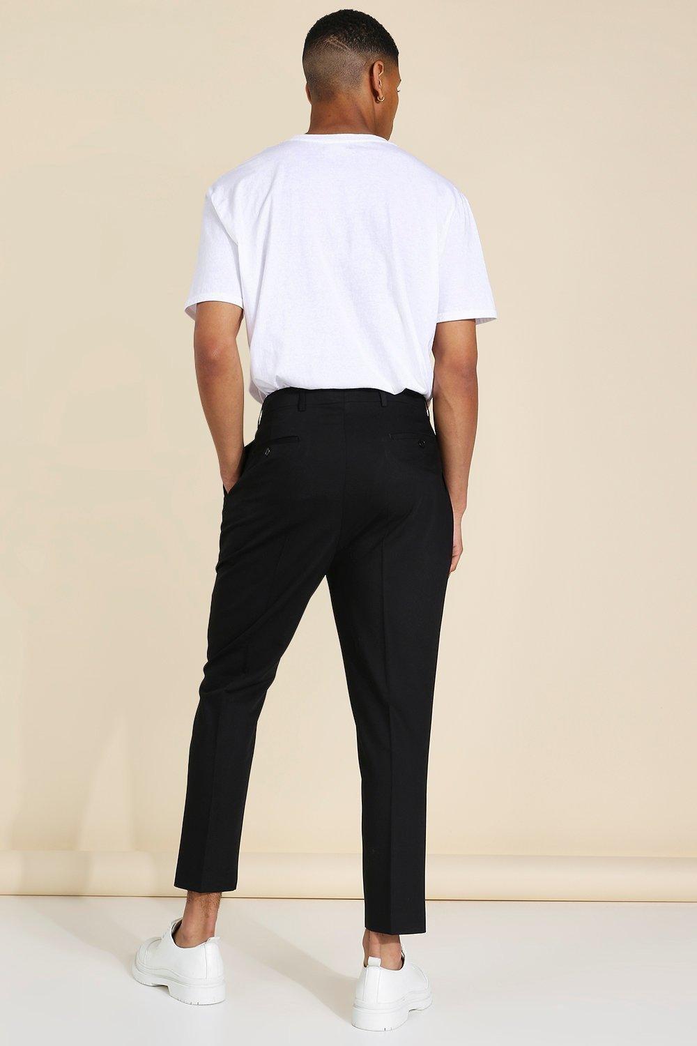 High Rise Tapered Crop Tailored Pants | boohooMAN USA Product Image